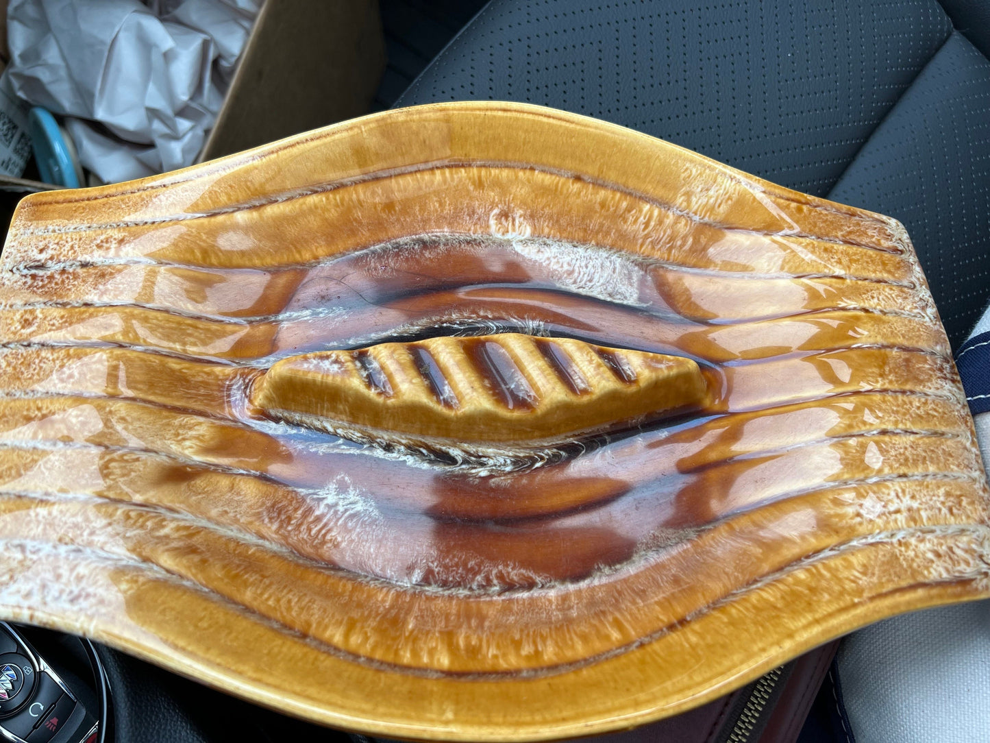 Vintage Glazed California Pottery Ceramic Ashtray Calif USA AW-305 Hand Dripped Glazed Pottery Piece of Art Lover Antiques and Vintage