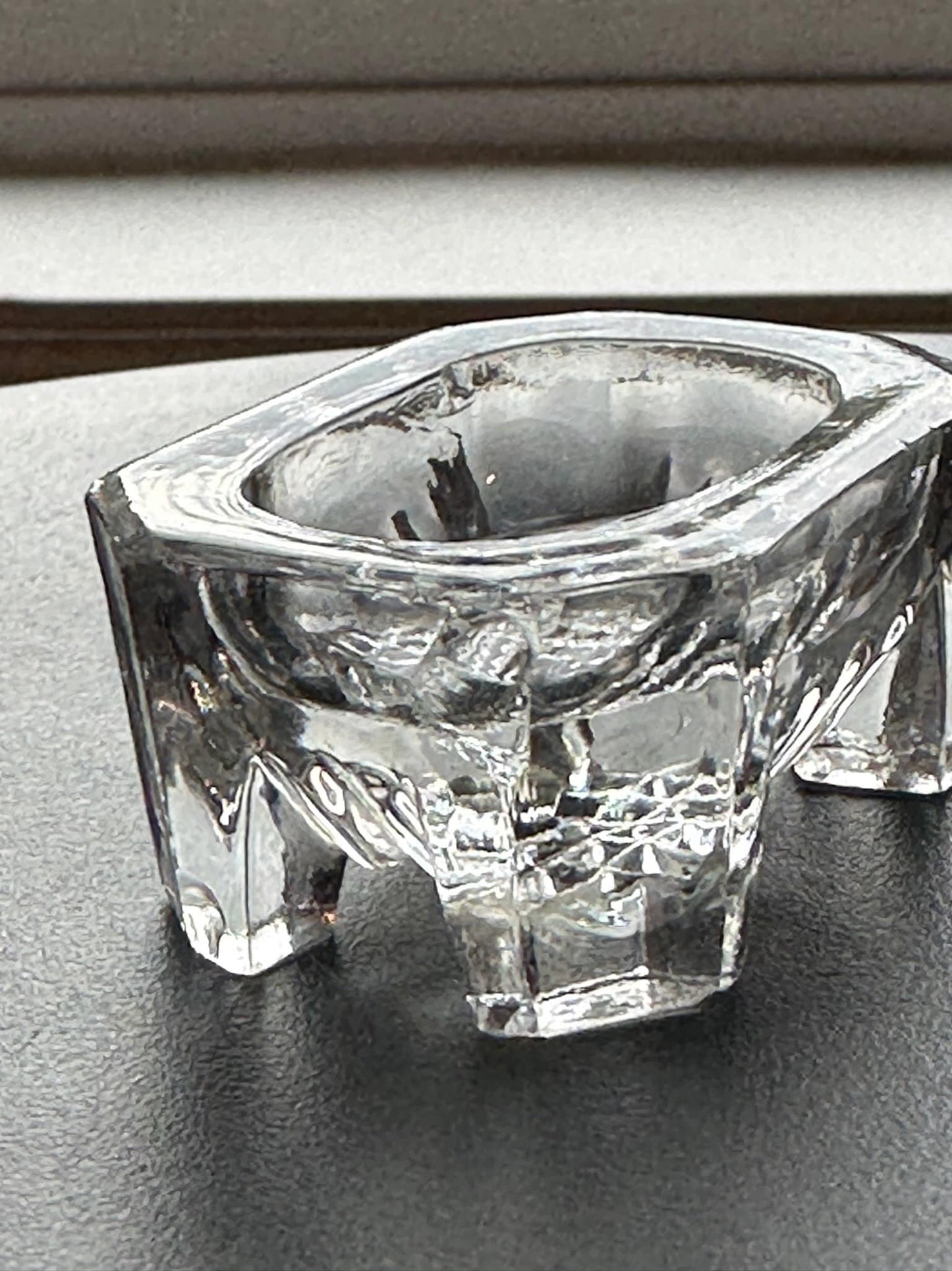 Vintage Clear Cut Glass Rectangular Footed Dish, Container, Figurine, Sugar Dish, Toothpick Holder, Glass Art Lover Antiques and Vintage