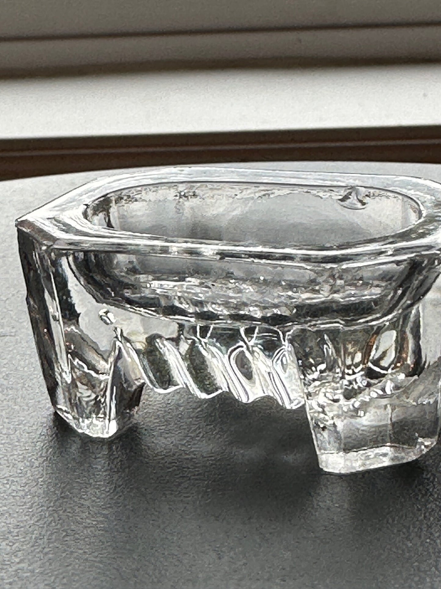 Vintage Clear Cut Glass Rectangular Footed Dish, Container, Figurine, Sugar Dish, Toothpick Holder, Glass Art Lover Antiques and Vintage