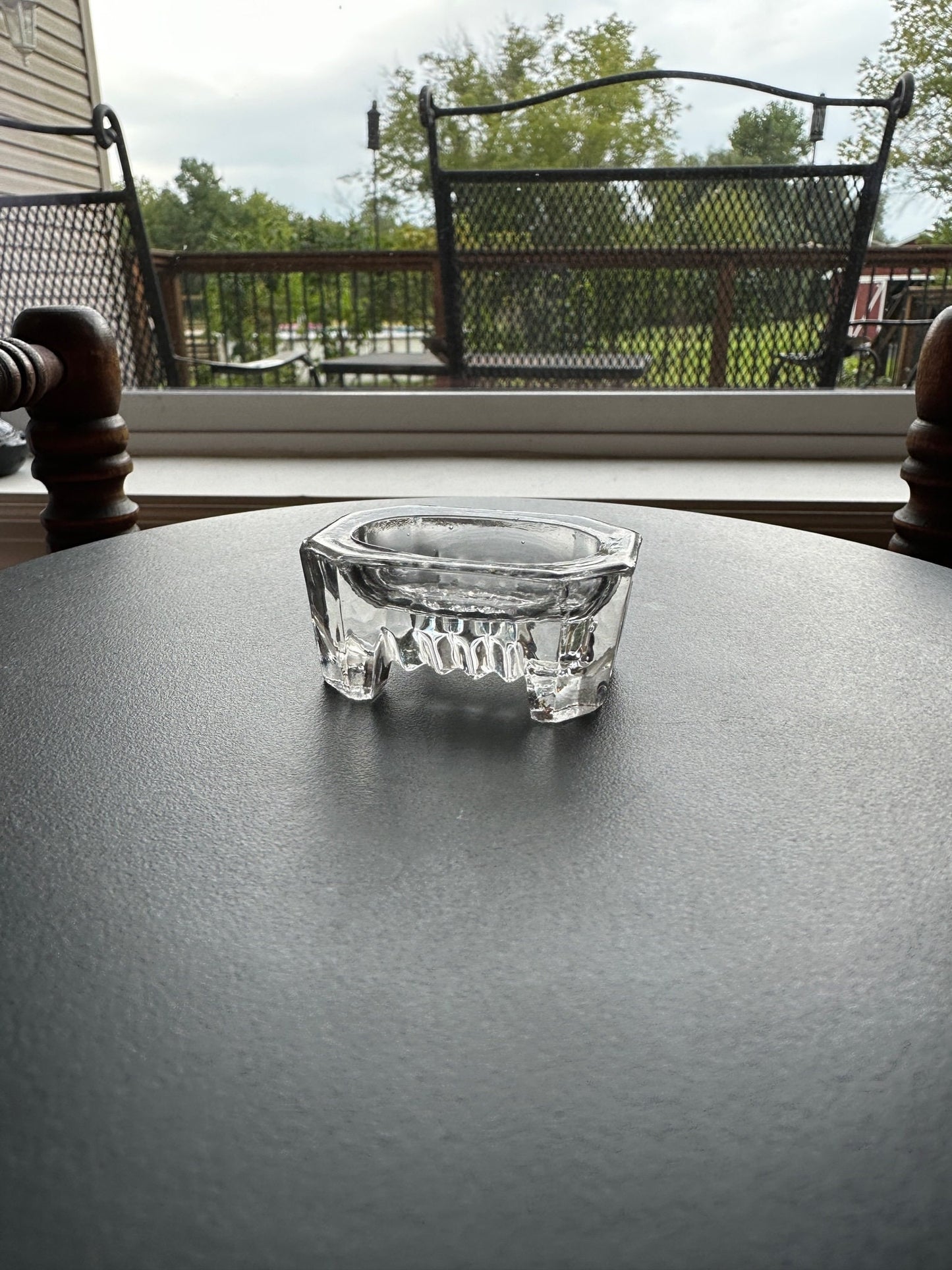 Vintage Clear Cut Glass Rectangular Footed Dish, Container, Figurine, Sugar Dish, Toothpick Holder, Glass Art Lover Antiques and Vintage