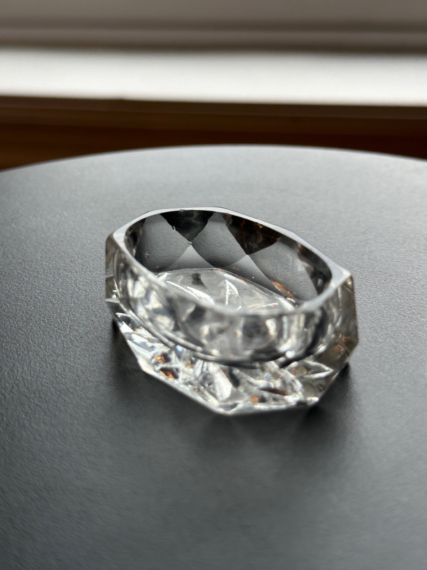 Vintage Clear Cut Glass Oval Crystal Dish, Container, Figurine, Sugar Dish, Toothpick Holder, Glass Art Lover Antiques and Vintage