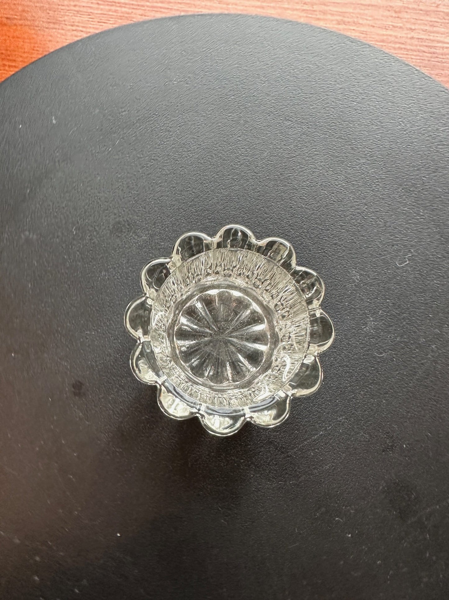 Vintage Clear Cut Glass Votive Candle Holder, Crystal Dish, Salt Dish, Container, Figurine, Sugar Dish, Toothpick Holder, Lover Antiques