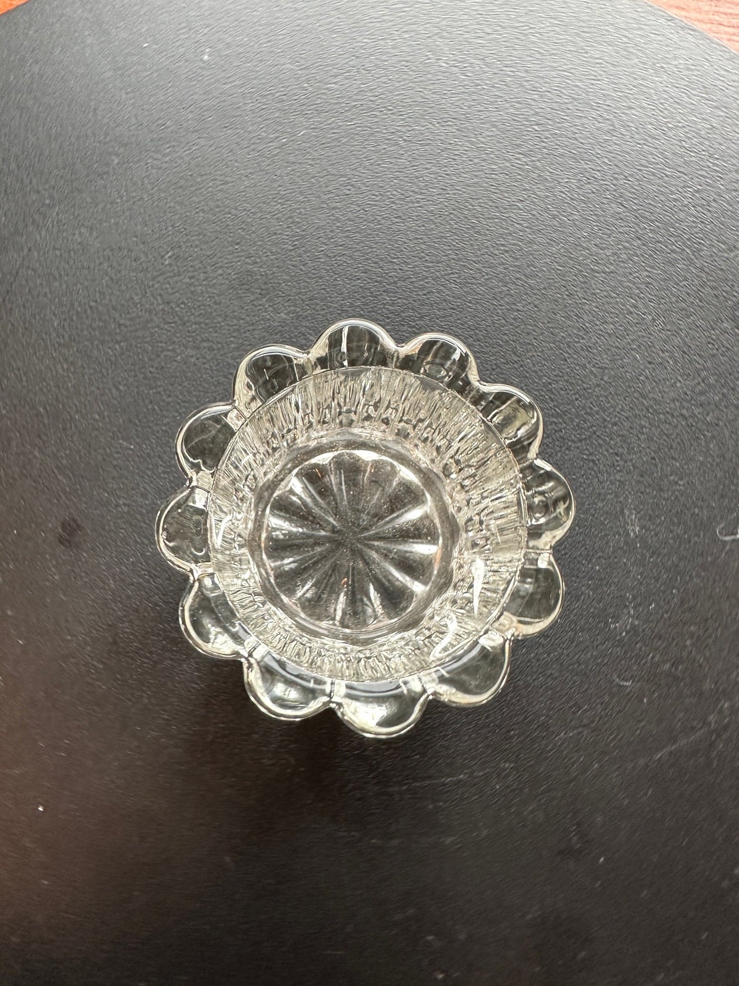 Vintage Clear Cut Glass Votive Candle Holder, Crystal Dish, Salt Dish, Container, Figurine, Sugar Dish, Toothpick Holder, Lover Antiques