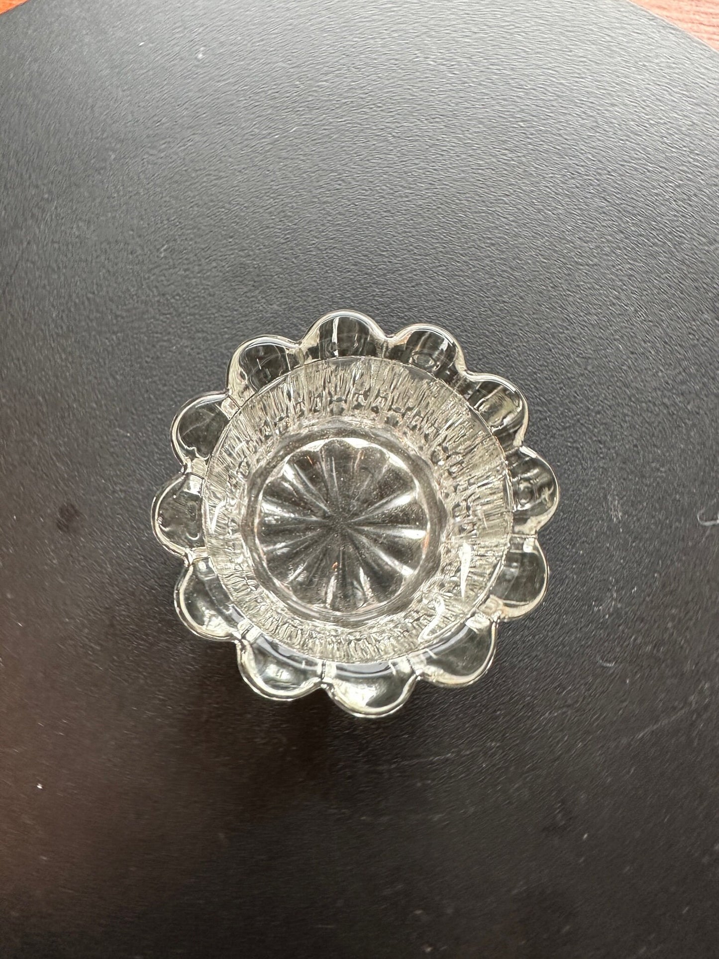 Vintage Clear Cut Glass Votive Candle Holder, Crystal Dish, Salt Dish, Container, Figurine, Sugar Dish, Toothpick Holder, Lover Antiques