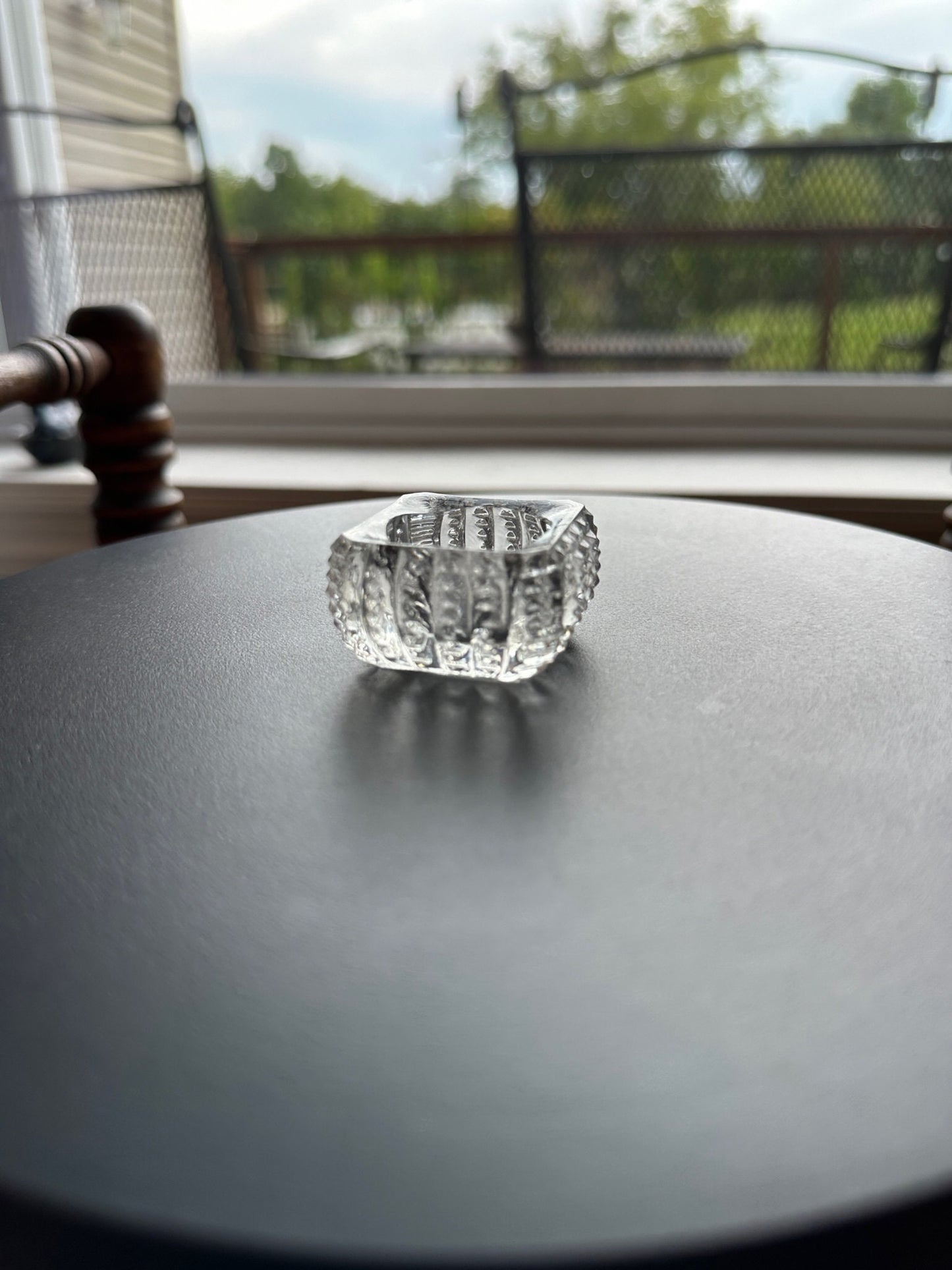 Vintage Clear Cut Glass Square Crystal Dish, Container, Figurine, Sugar Dish, Toothpick Holder, Glass Art Lover Antiques and Vintage