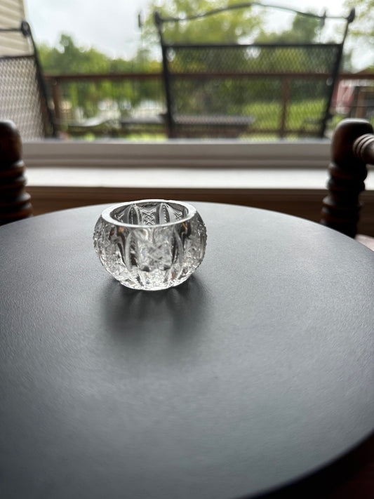 Vintage Clear Cut Glass Circle Circular Crystal Dish, Container, Figurine, Sugar Dish, Glass Art Lover Antiques and Vintage