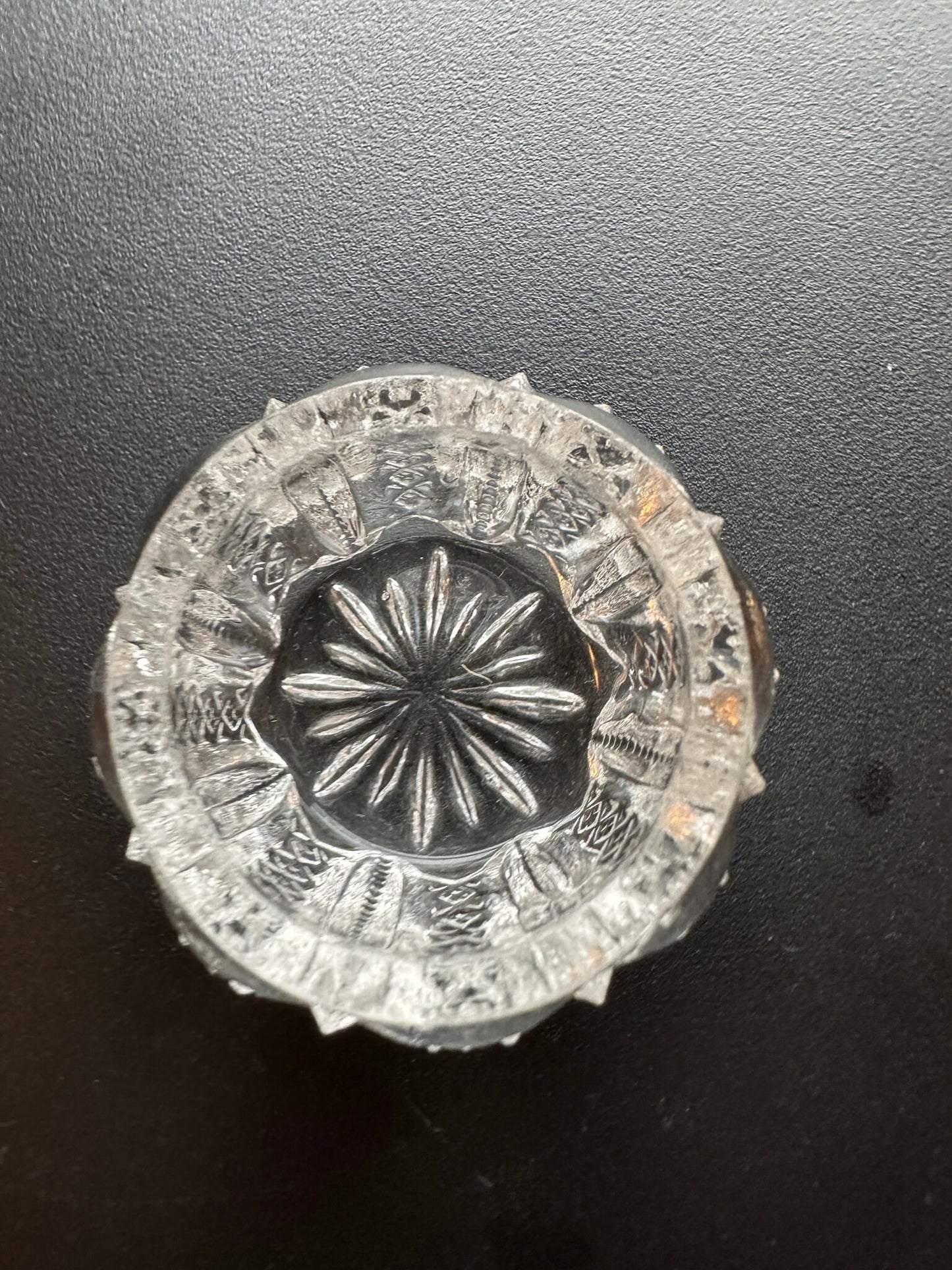 Vintage Clear Cut Glass Circle Circular Crystal Dish, Container, Figurine, Sugar Dish, Glass Art Lover Antiques and Vintage