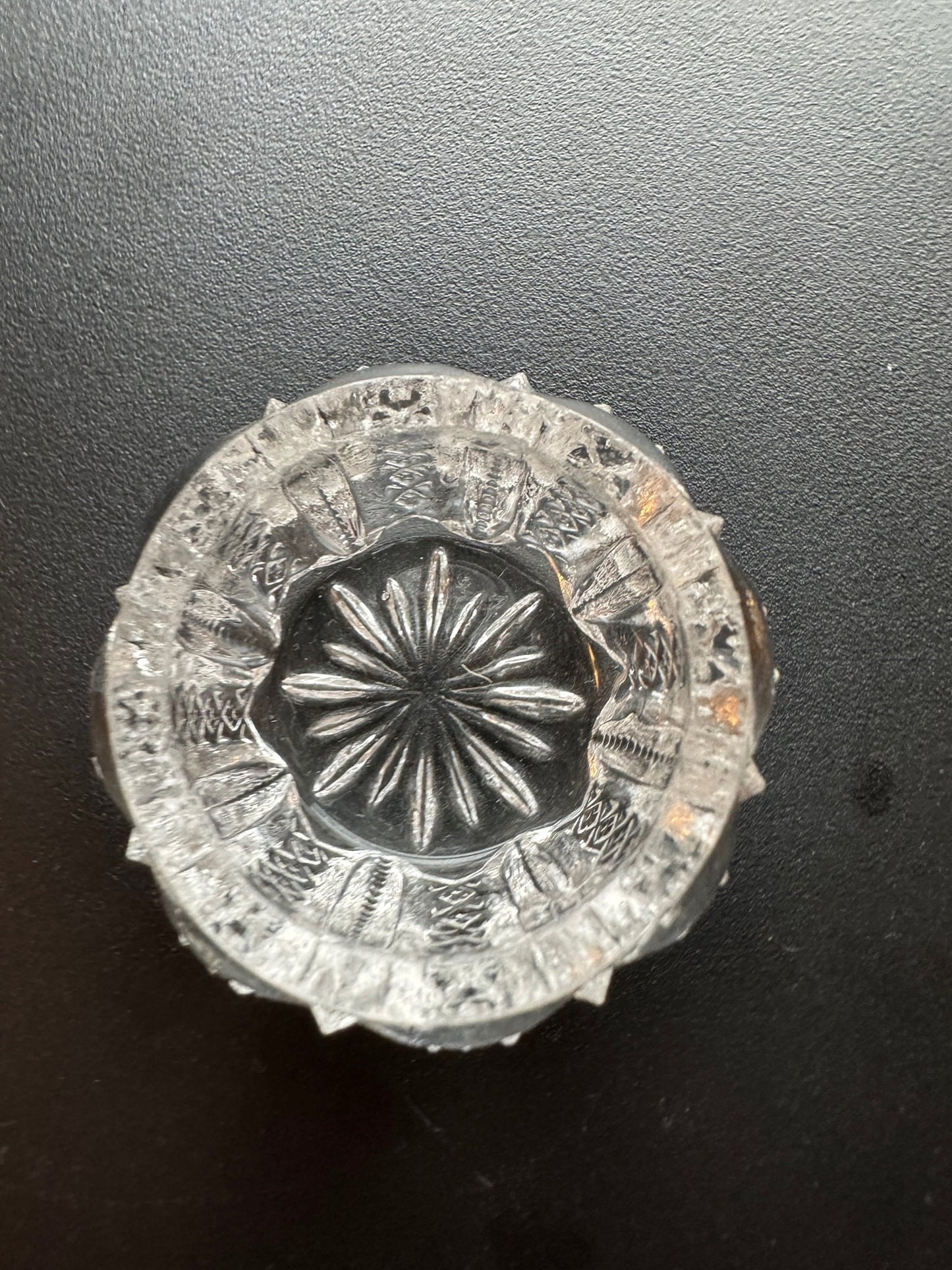 Vintage Clear Cut Glass Circle Circular Crystal Dish, Container, Figurine, Sugar Dish, Glass Art Lover Antiques and Vintage