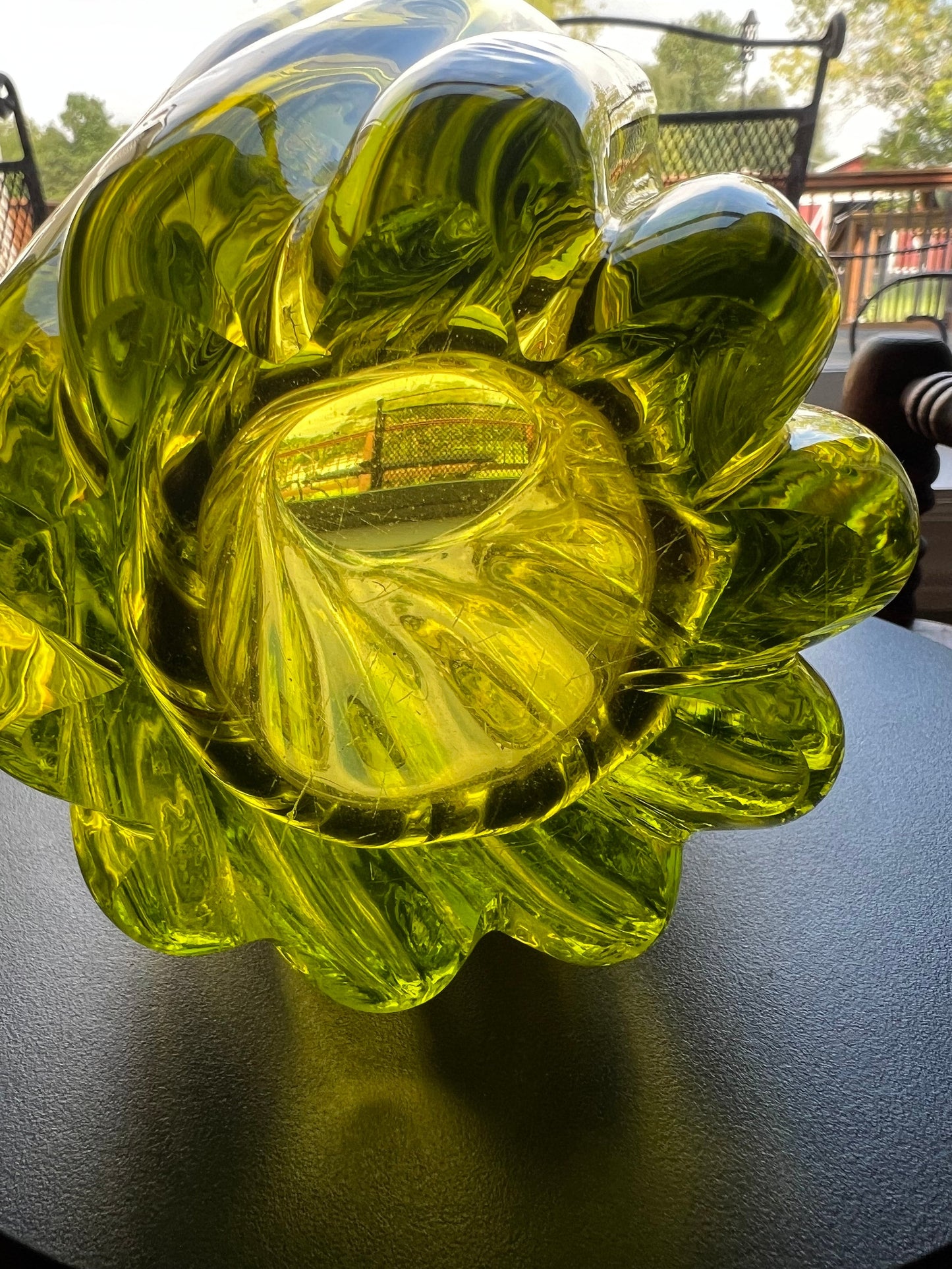 Vintage Uranium Glass Vase Abstract Art Vase, Glowing Glass Murano Style Sommerso Vaseline Art GLOWS! Lover Antiques and Vintage