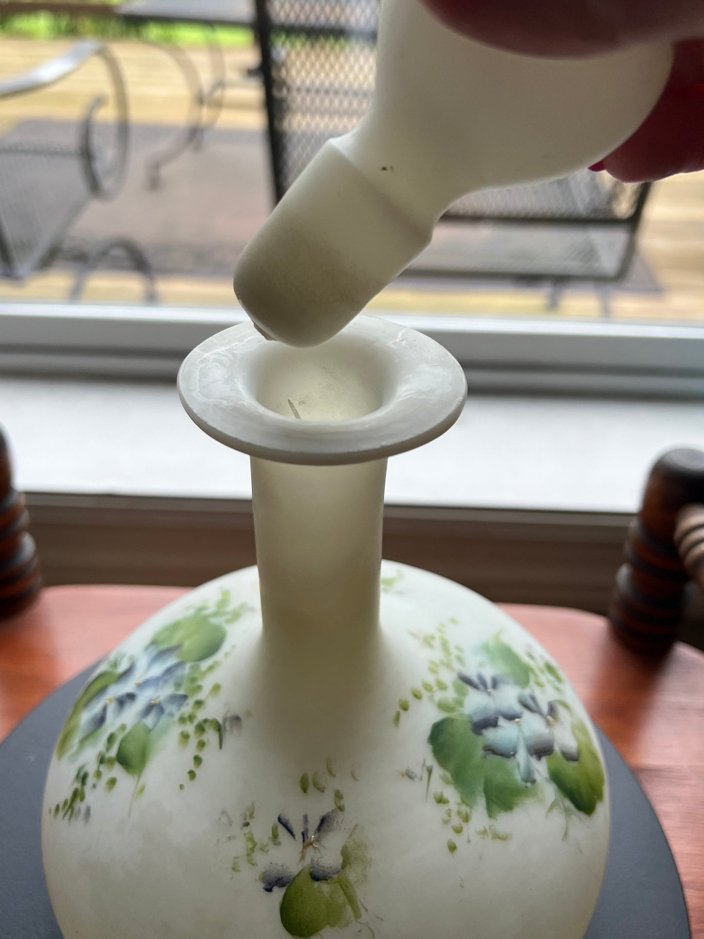 Antique Mount Washington Hand Blown Satin Lusterless Boudoir Glass Perfume Cologne Bottle Glass Art Lover Antiques and Vintage