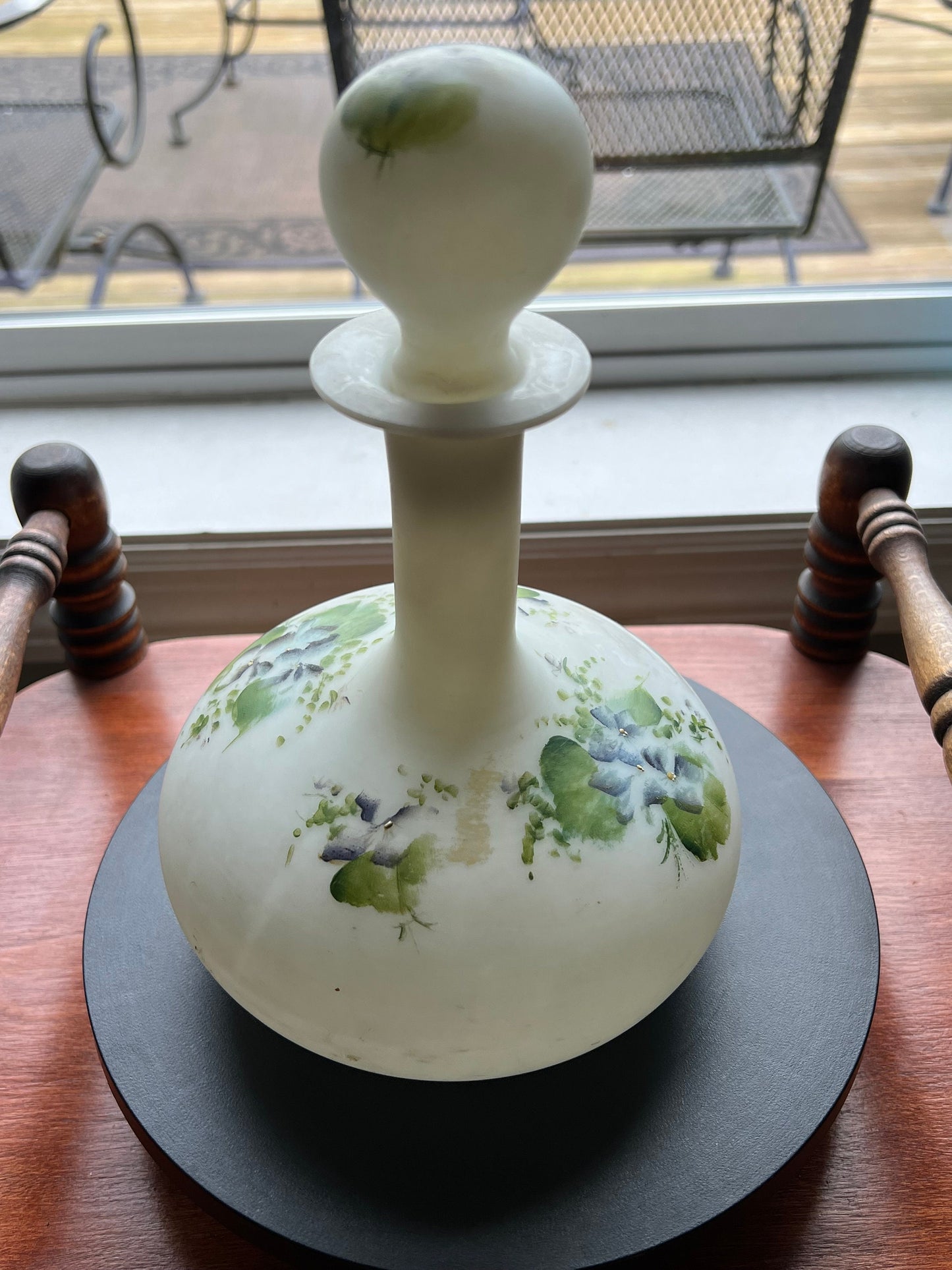 Antique Mount Washington Hand Blown Satin Lusterless Boudoir Glass Perfume Cologne Bottle Glass Art Lover Antiques and Vintage