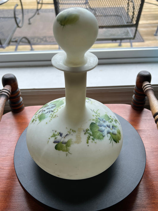 Antique Mount Washington Hand Blown Satin Lusterless Boudoir Glass Perfume Cologne Bottle Glass Art Lover Antiques and Vintage