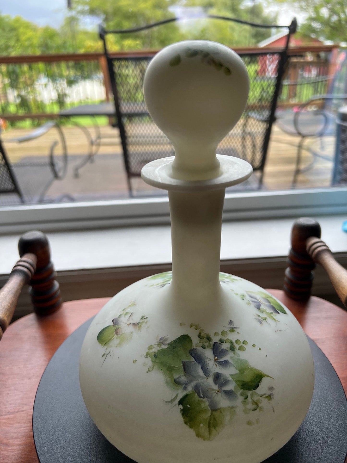 Antique Mount Washington Hand Blown Satin Lusterless Boudoir Glass Perfume Cologne Bottle Glass Art Lover Antiques and Vintage