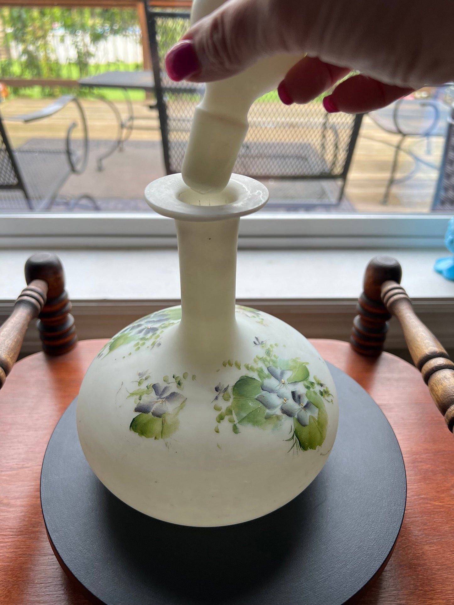 Antique Mount Washington Hand Blown Satin Lusterless Boudoir Glass Perfume Cologne Bottle Glass Art Lover Antiques and Vintage