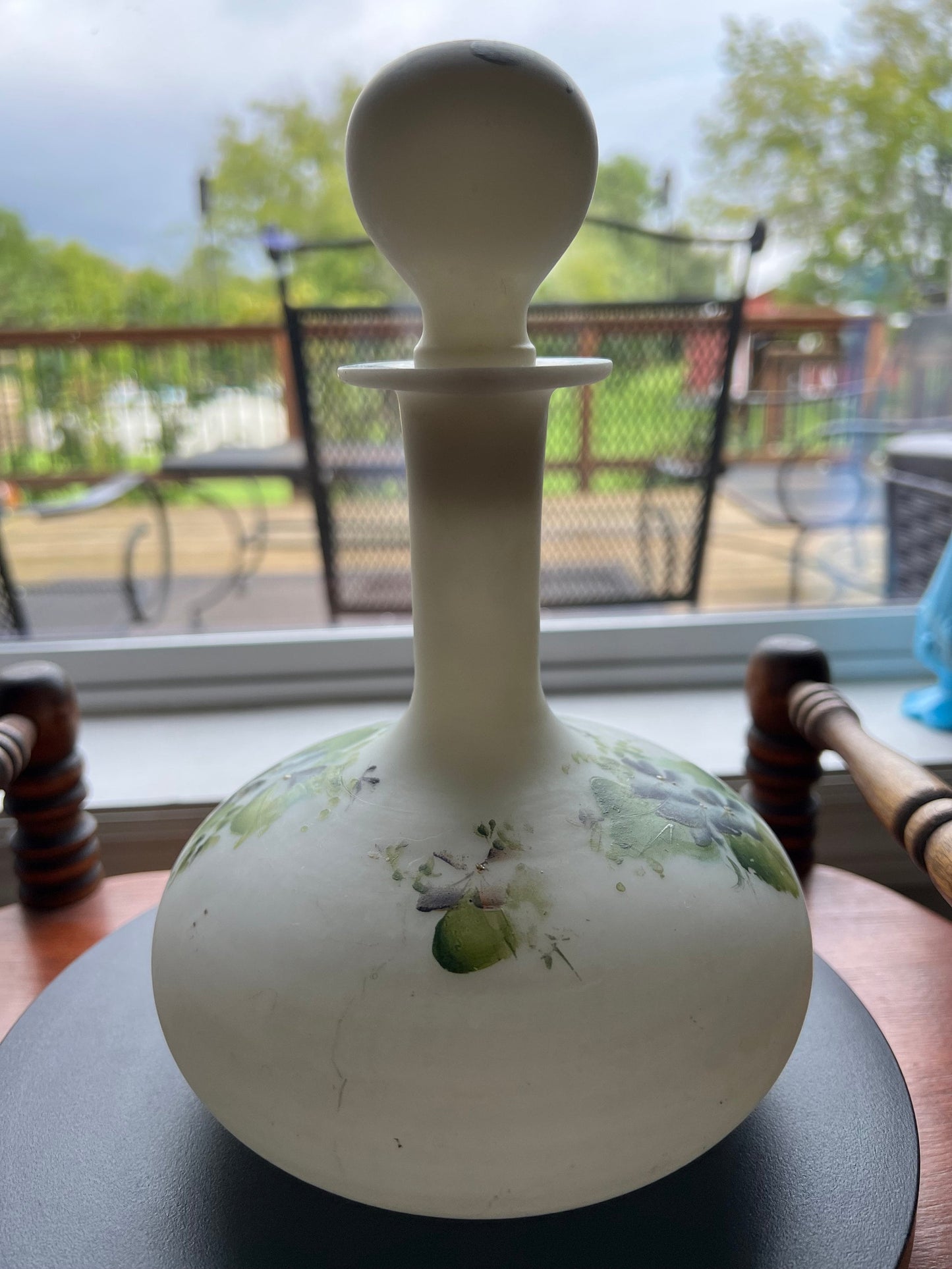 Antique Mount Washington Hand Blown Satin Lusterless Boudoir Glass Perfume Cologne Bottle Glass Art Lover Antiques and Vintage