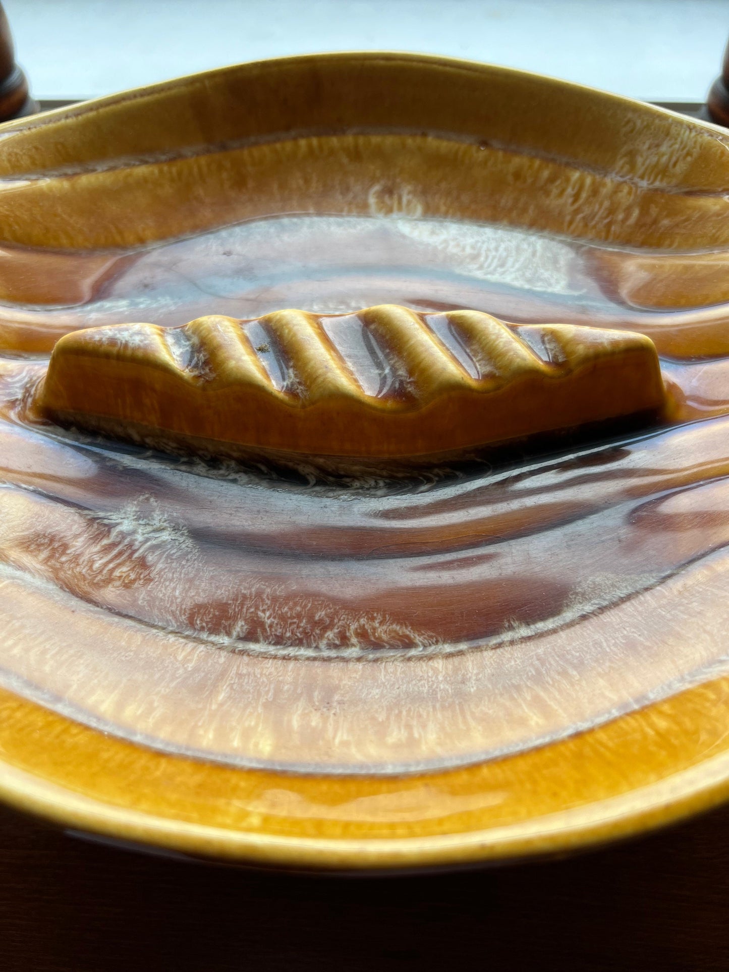 Vintage Glazed California Pottery Ceramic Ashtray Calif USA AW-305 Hand Dripped Glazed Pottery Piece of Art Lover Antiques and Vintage