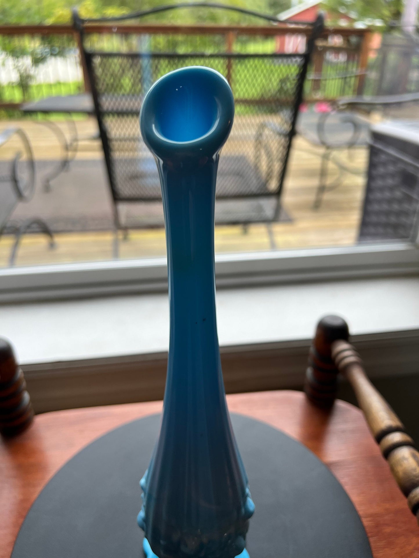 Vintage Fenton Blue Slag Bud Vase, Glass Art,  Cabbage Rose Swung Vase 11” Bud Vase, Flowers, Lover Antiques and Vintage
