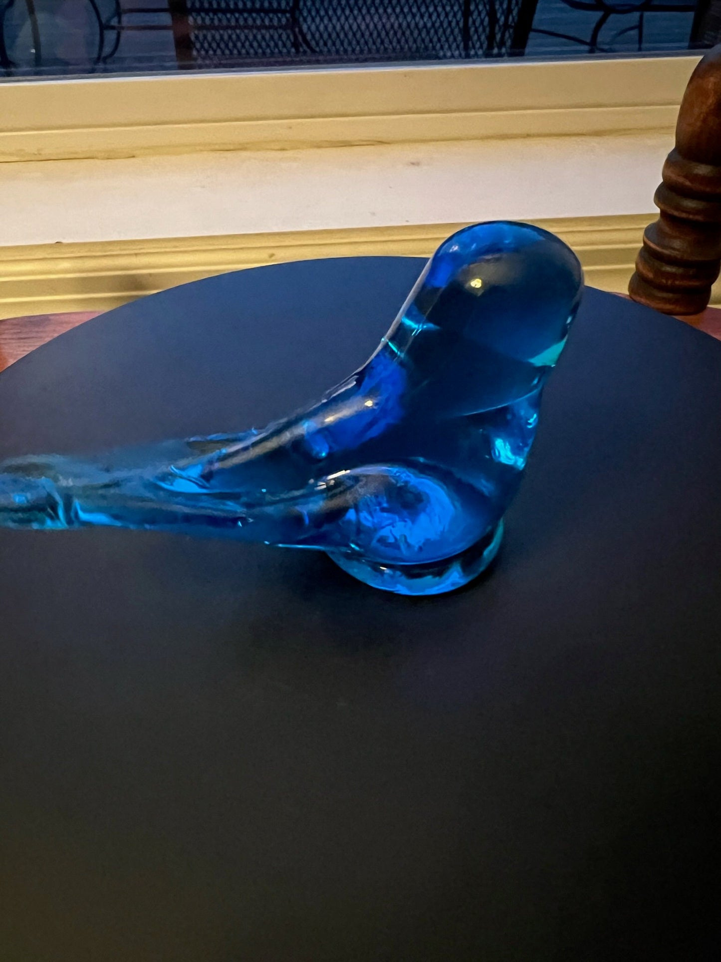 Vintage Bluebirds of Happiness signed by Leo Ward 1989 Blue Glass Art birds Lover Antiques and Vintage