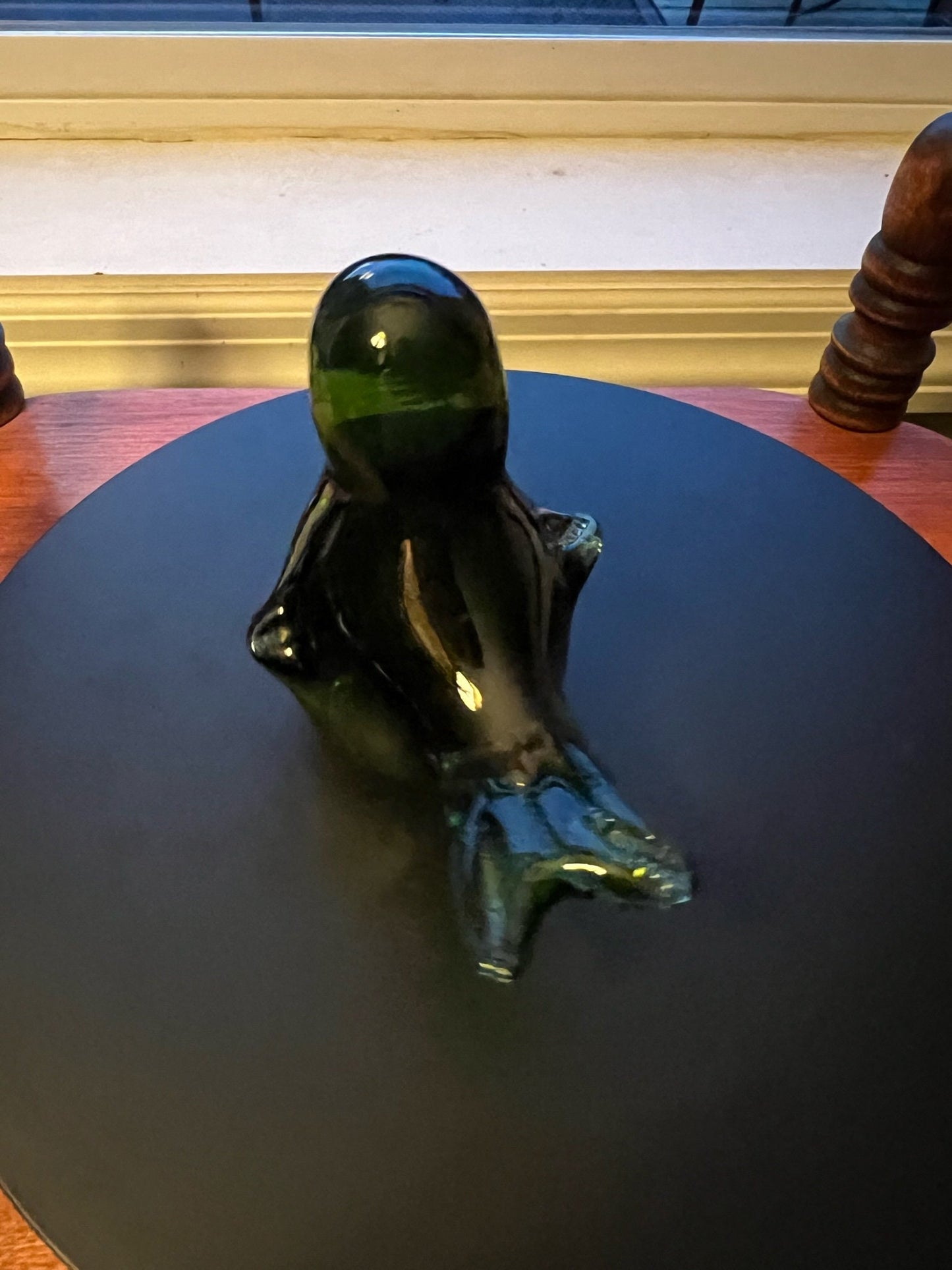 Vintage Rainbow Green Bird Sculpture Figurine, Green Glass Art, Lover Antiques and Vintage
