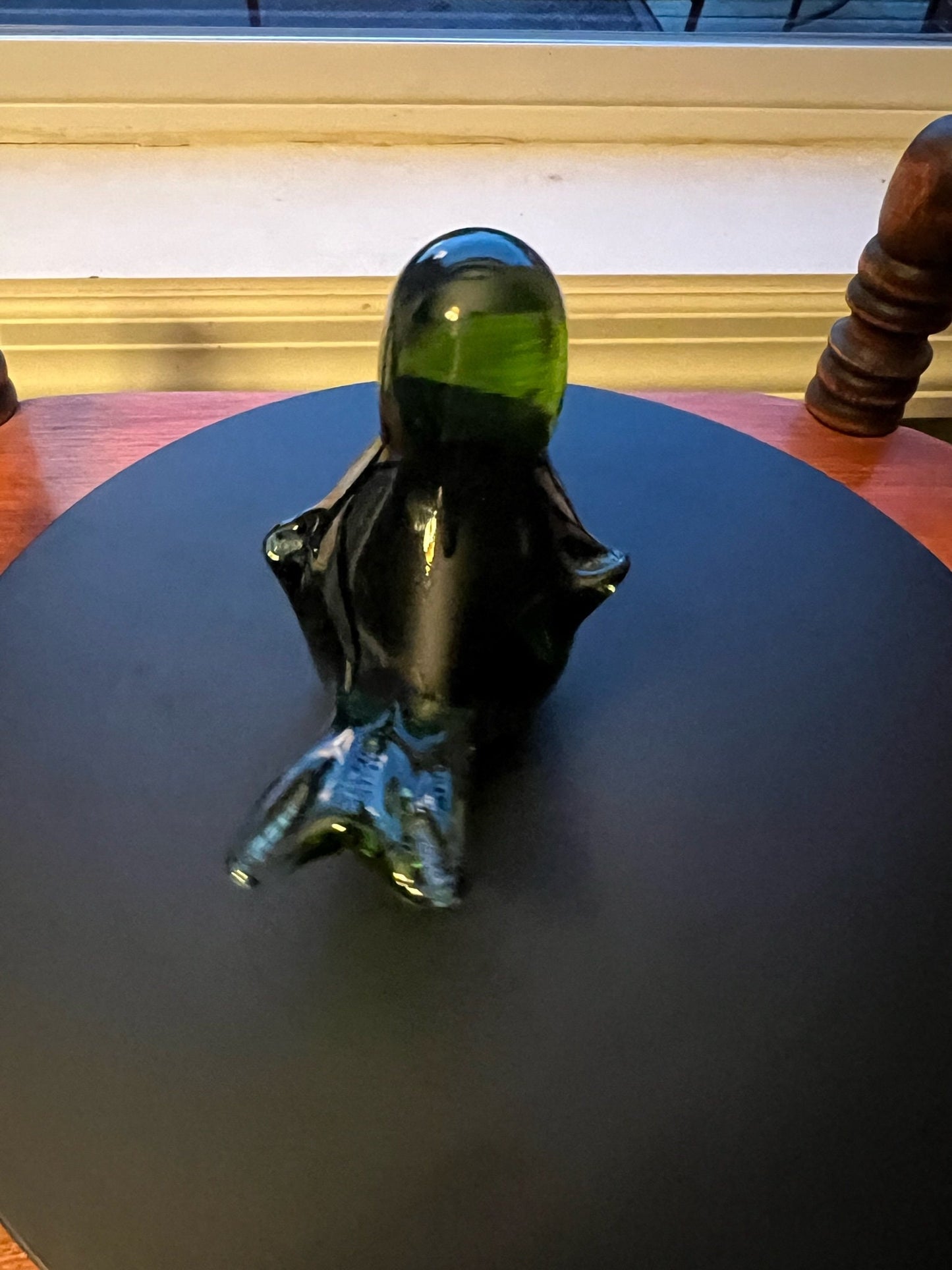 Vintage Rainbow Green Bird Sculpture Figurine, Green Glass Art, Lover Antiques and Vintage