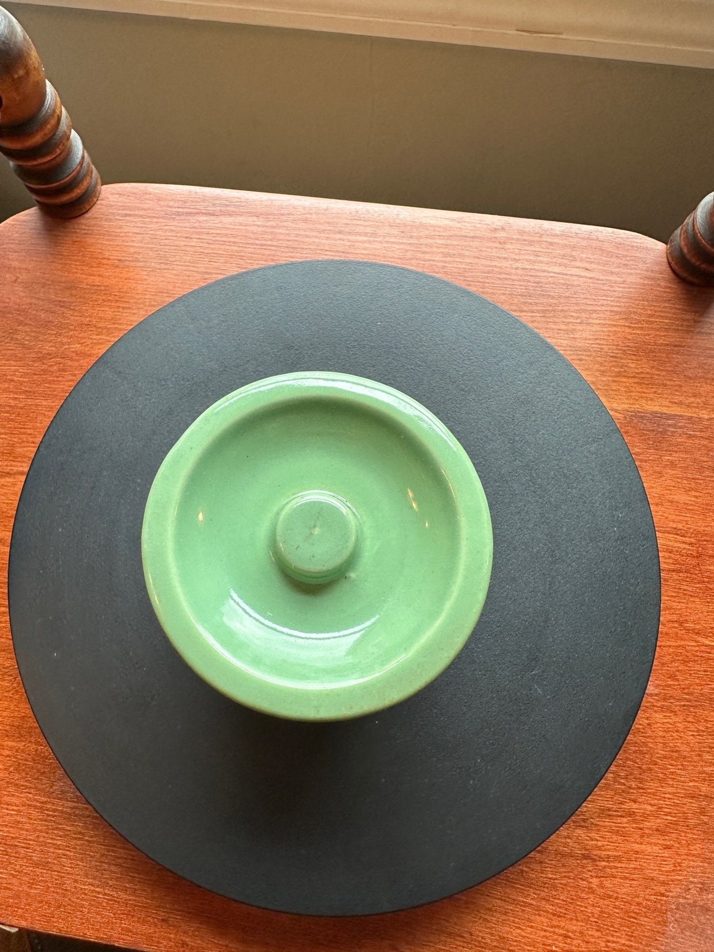 Vintage Green Pottery Container with Lid Vase Folk Art Toothpick Holder, Key Holder, Small Container, Lover Antiques and Vintage