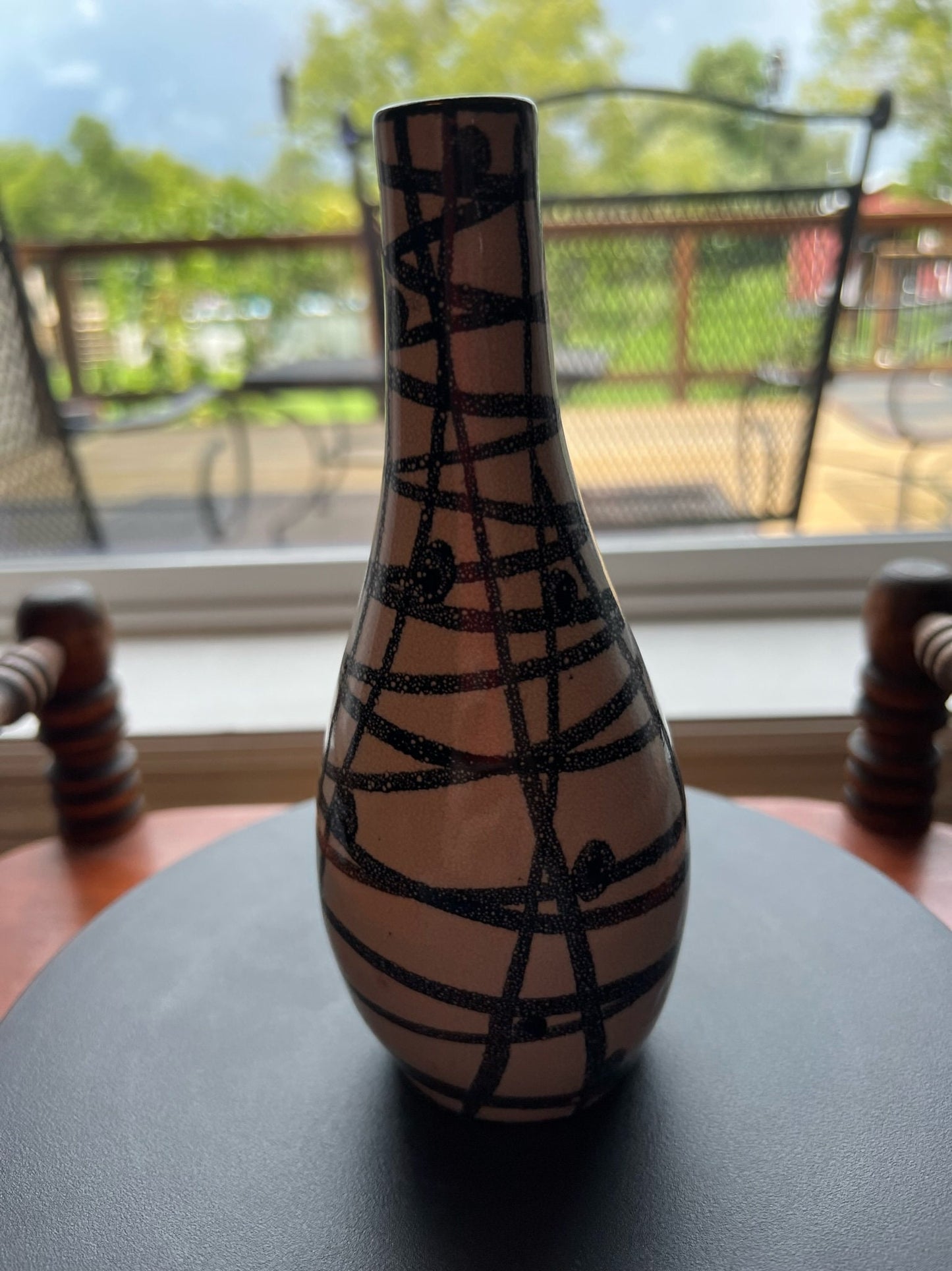 Vintage White and Black Bud Flower Vase Abstract Ceramic Bud Vase Black & White Vase Lover Antiques and Vintage
