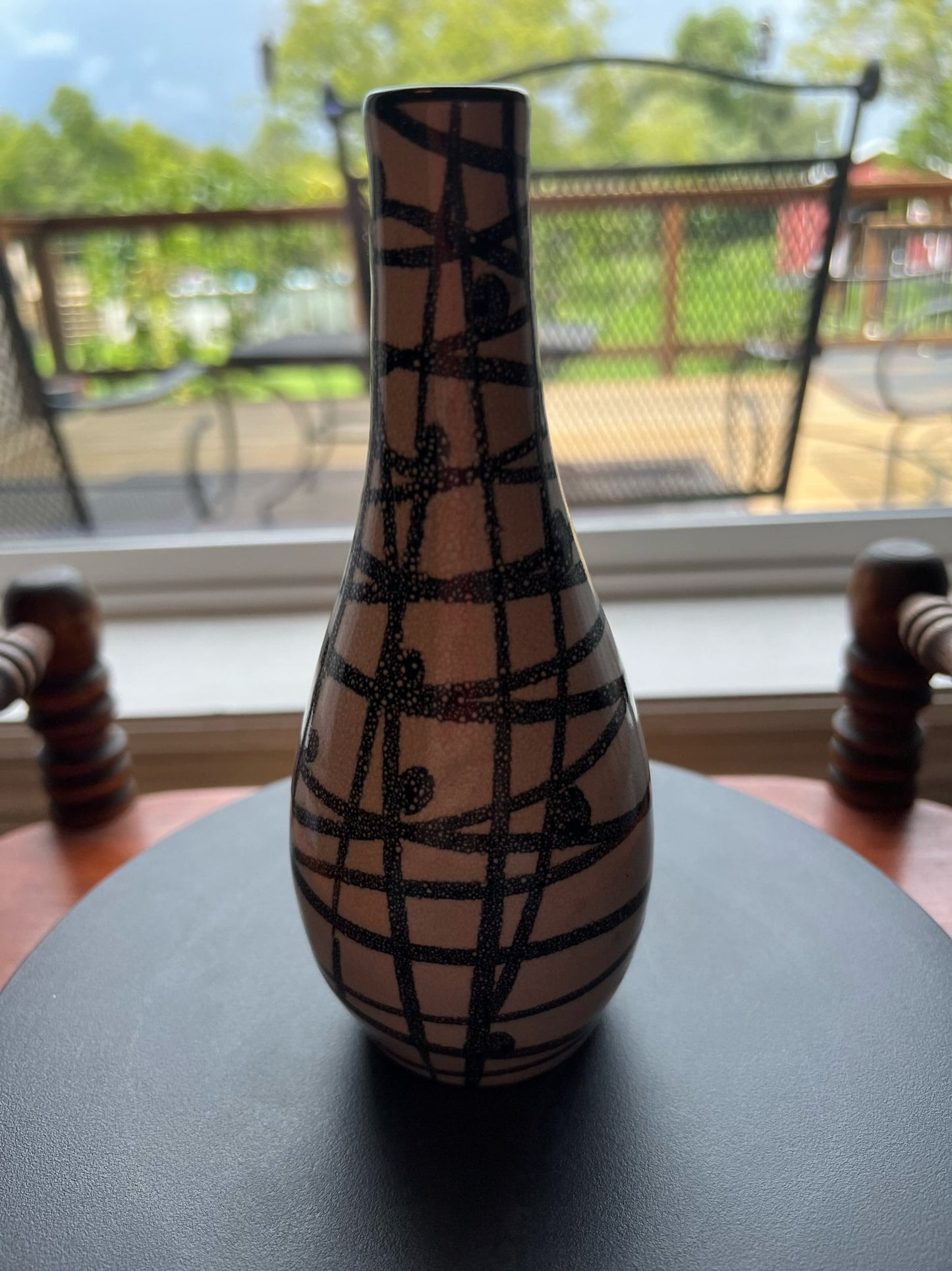 Vintage White and Black Bud Flower Vase Abstract Ceramic Bud Vase Black & White Vase Lover Antiques and Vintage