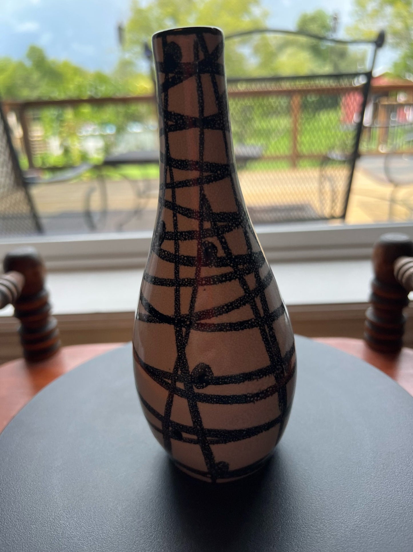 Vintage White and Black Bud Flower Vase Abstract Ceramic Bud Vase Black & White Vase Lover Antiques and Vintage