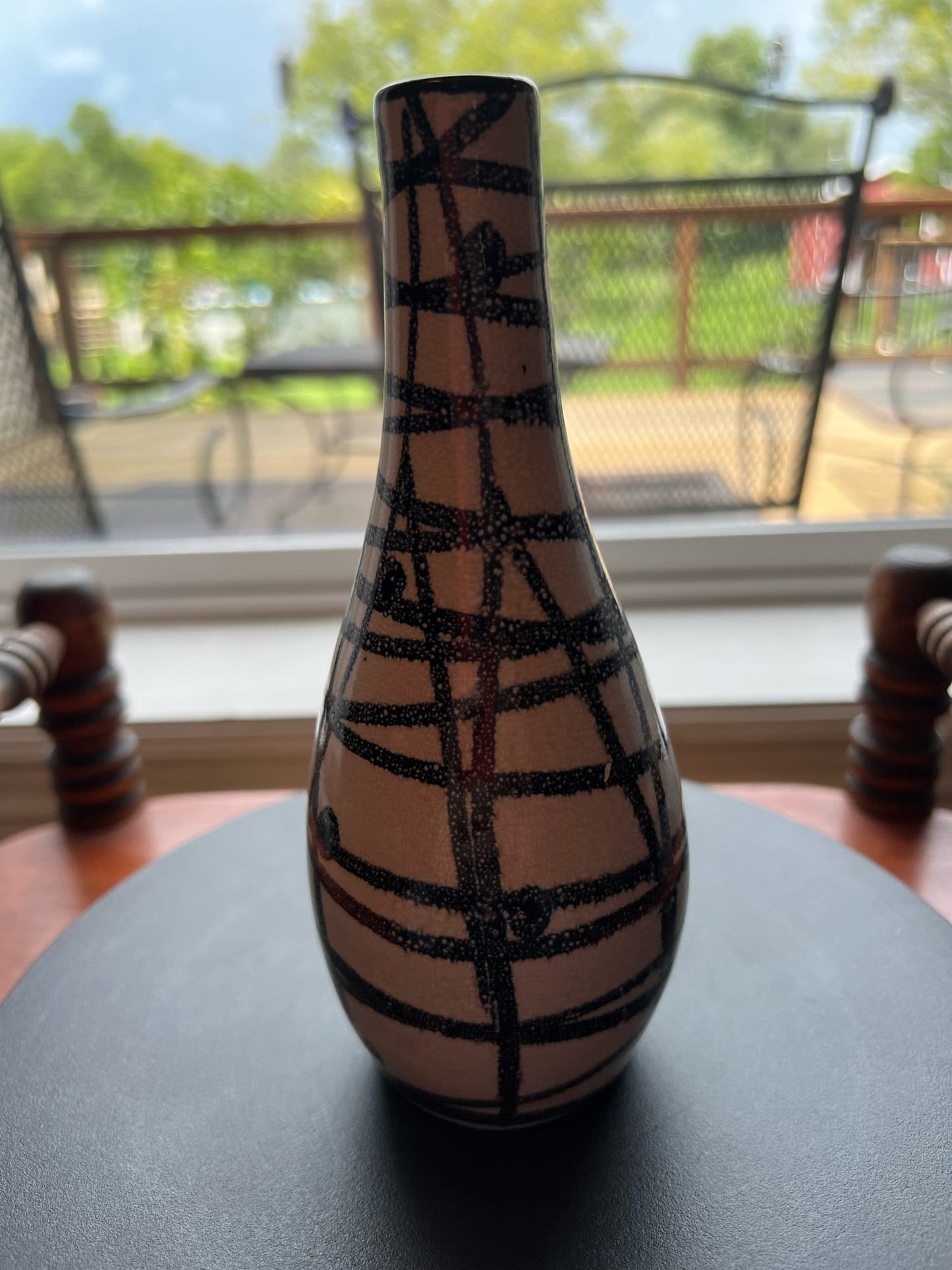 Vintage White and Black Bud Flower Vase Abstract Ceramic Bud Vase Black & White Vase Lover Antiques and Vintage