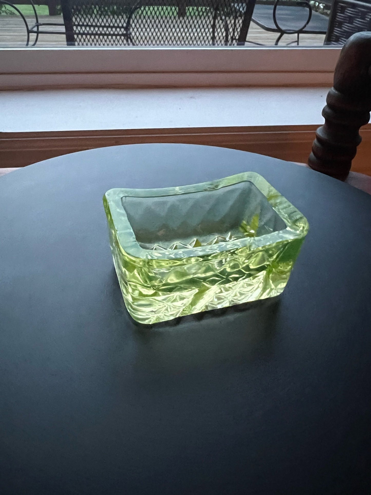 Vintage Vaseline Yellow Toothpick Holder Small Glass Art Container Pattern Glass Art Lover Antiques and Vintage