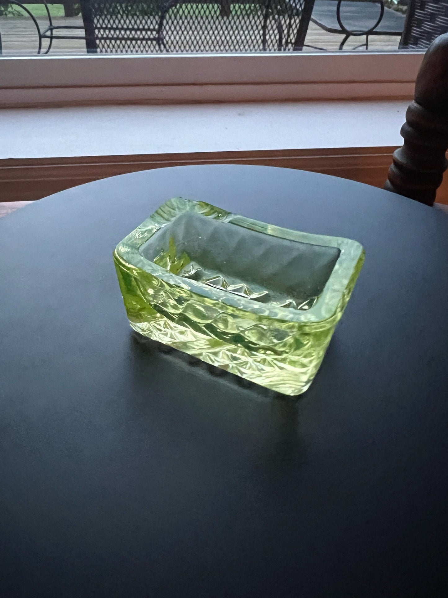 Vintage Vaseline Yellow Toothpick Holder Small Glass Art Container Pattern Glass Art Lover Antiques and Vintage