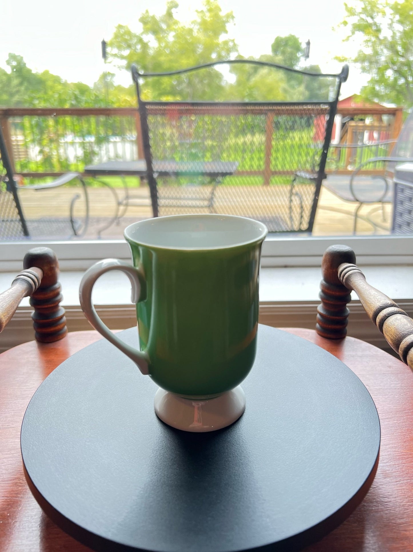Vintage Green Glass Mug Cup by Holt Howard Footed Mug Art Lover Antiques and Vintage