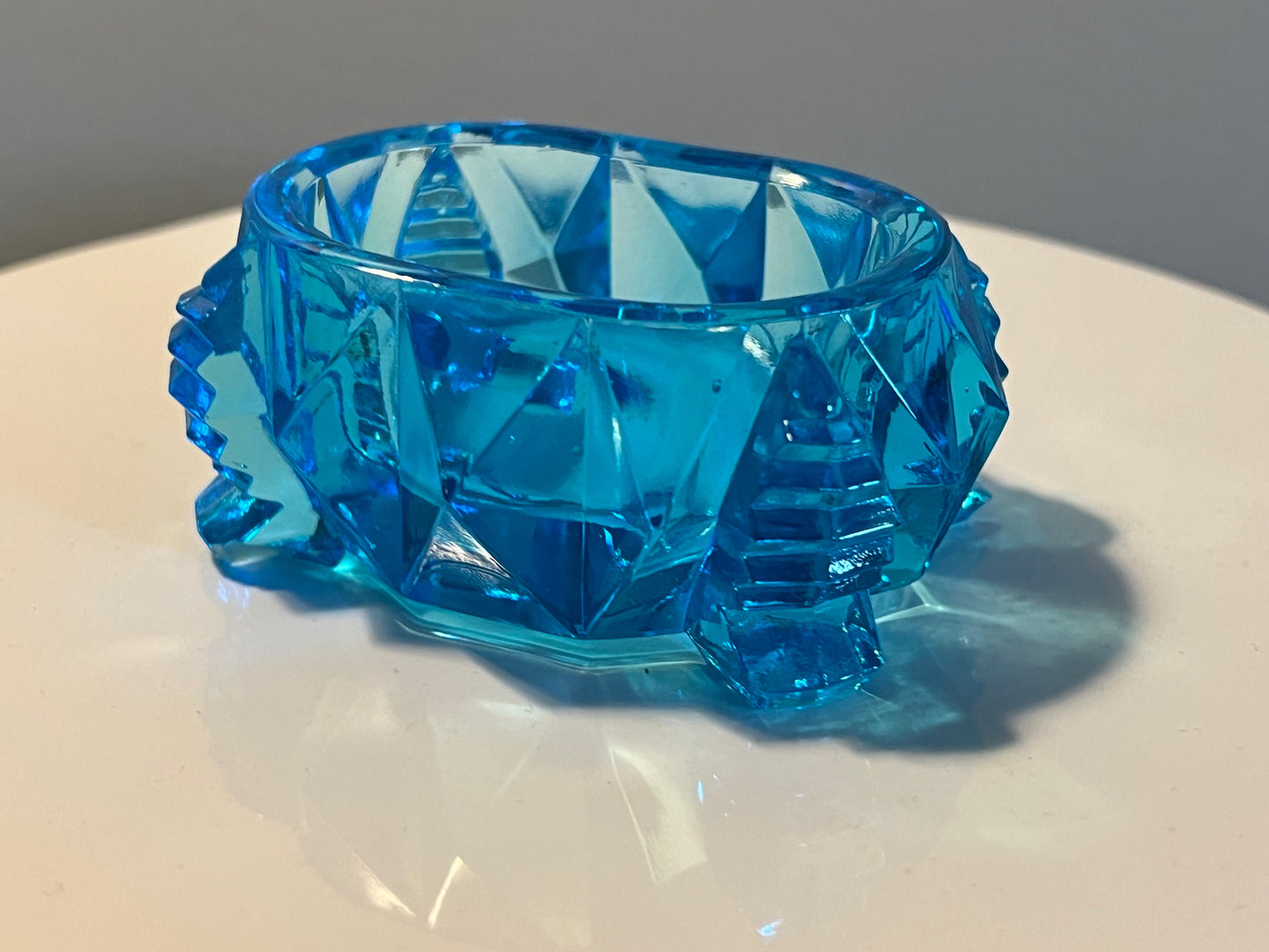 Vintage Blue Cut Glass Rectangular Figurine Sugar Dish, Toothpick Holder, Container Glass Art Lover Antiques and Vintage
