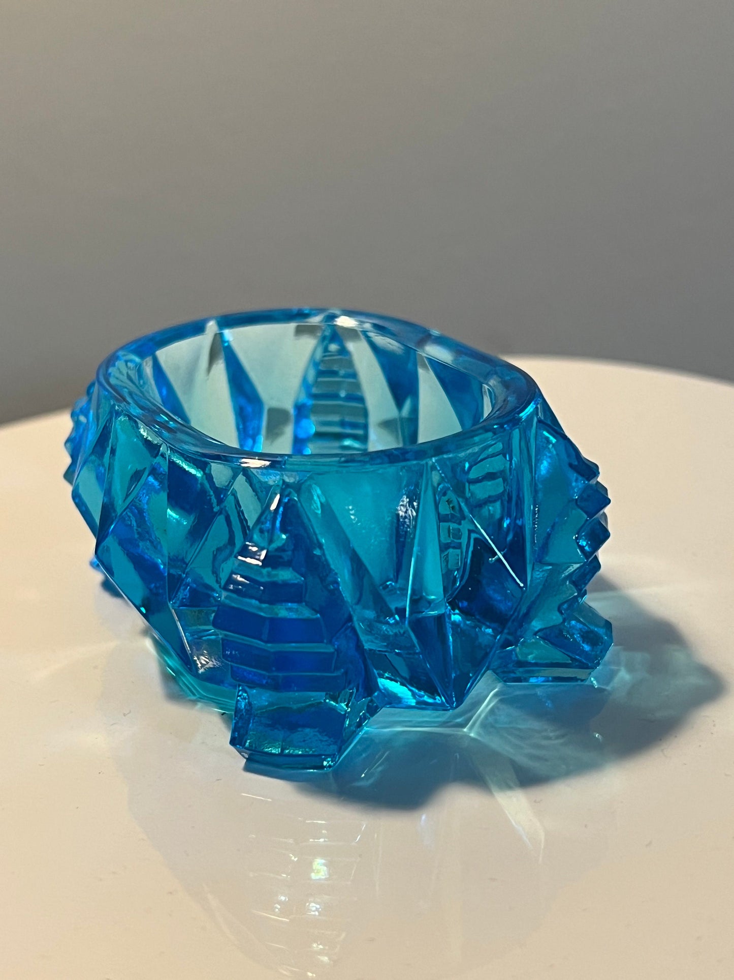 Vintage Blue Cut Glass Rectangular Figurine Sugar Dish, Toothpick Holder, Container Glass Art Lover Antiques and Vintage