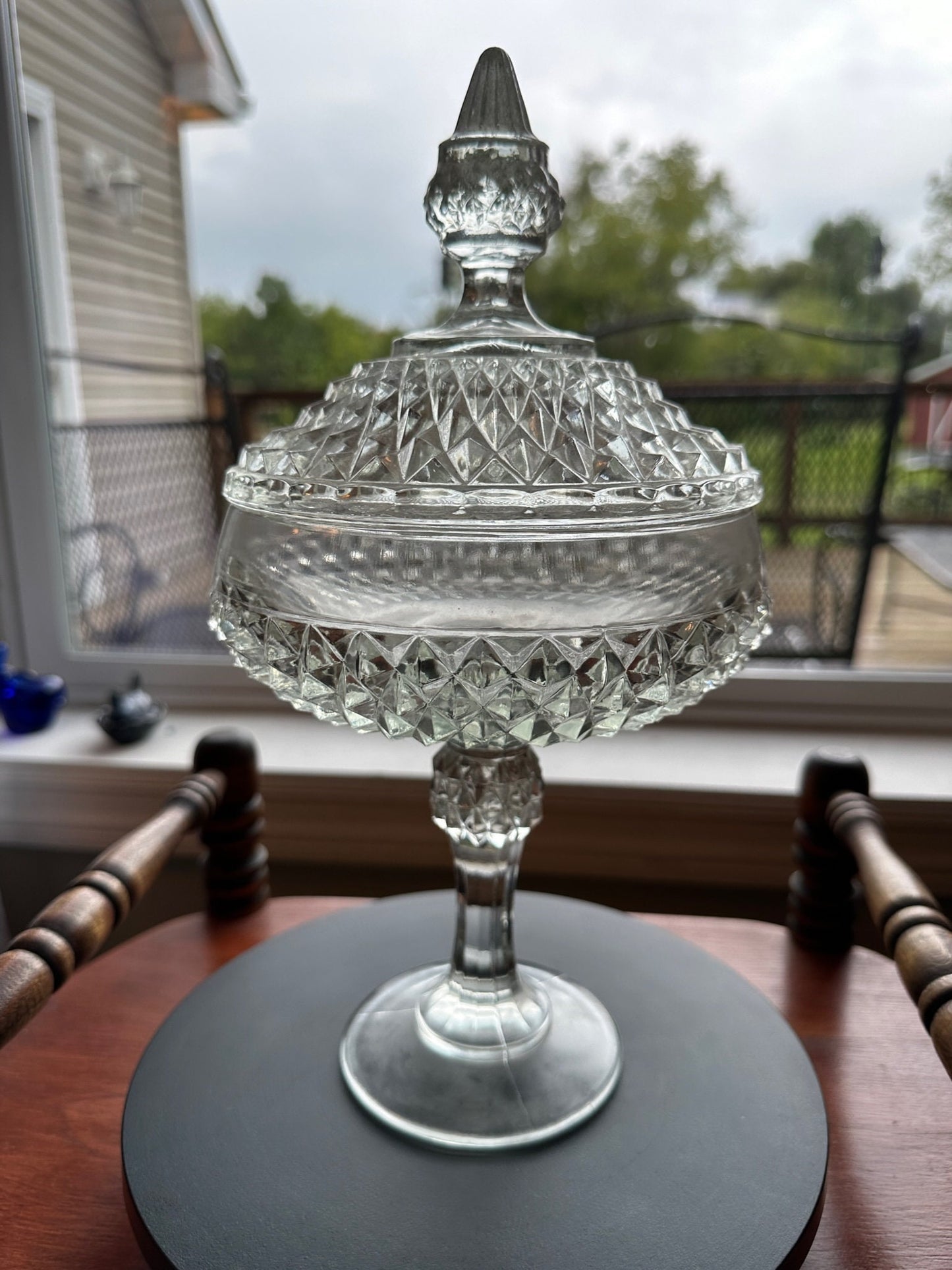 Antique Crystal Cut Glass Compote with Top Lid Crystal Glass Art Lover Antiques and Vintage