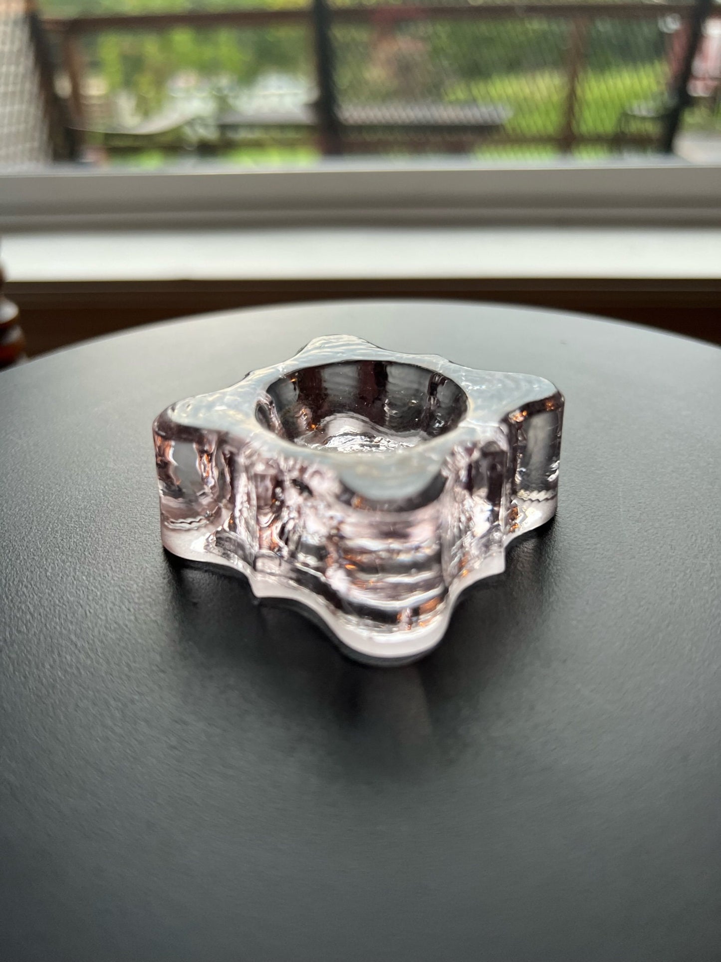 Vintage Pink Alexandrite Salt Dish, Salt Cellar, Pink Glass, Small Dish, Hand Pressed Figurines Lover Antiques