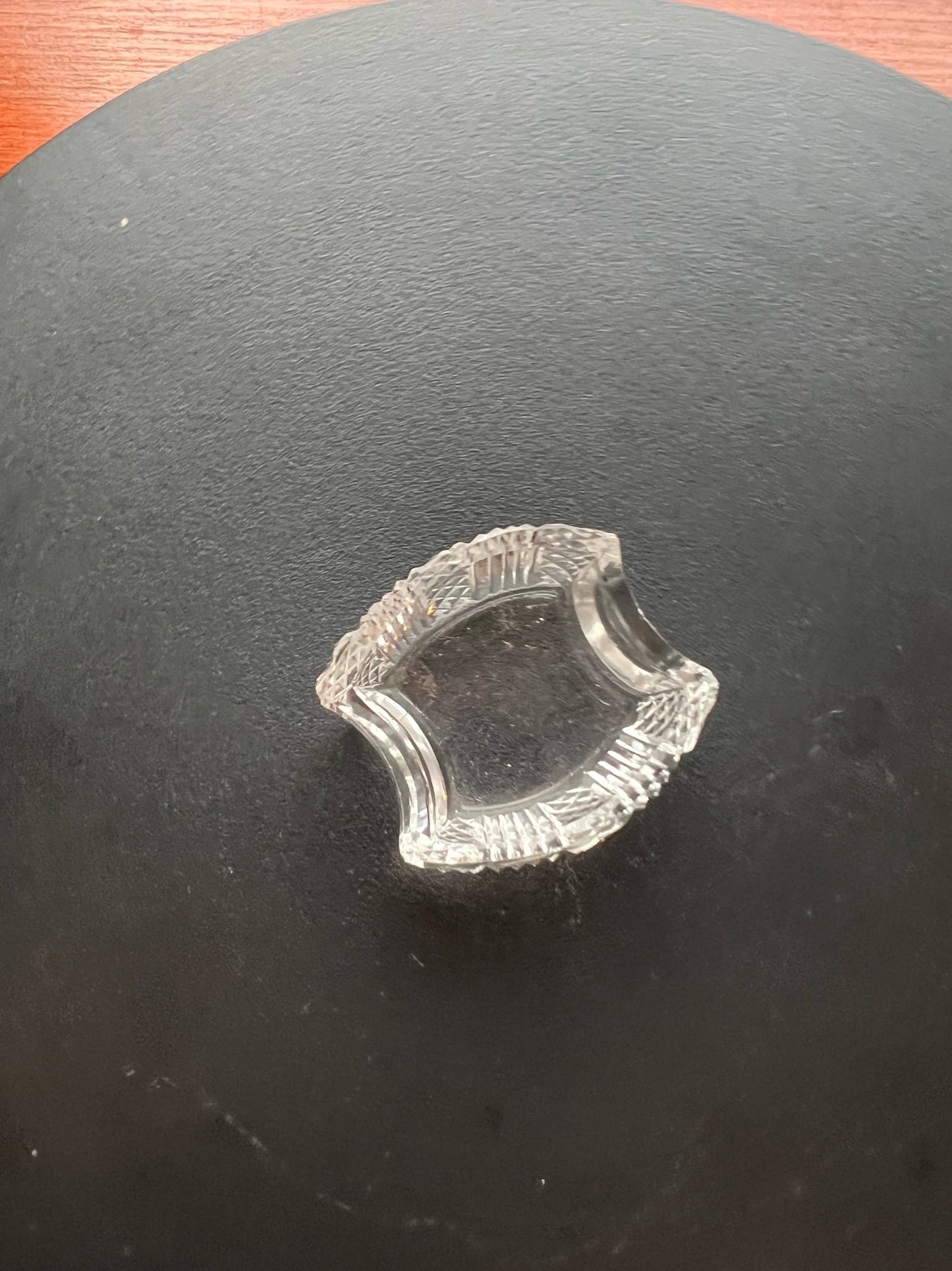 Vintage Cut Crystal Glass Salt Dish, Scalloped Mini Cut Glass Figurine, Toothpick Holder, Salt Cellar Container Lover Antiques and Vintage