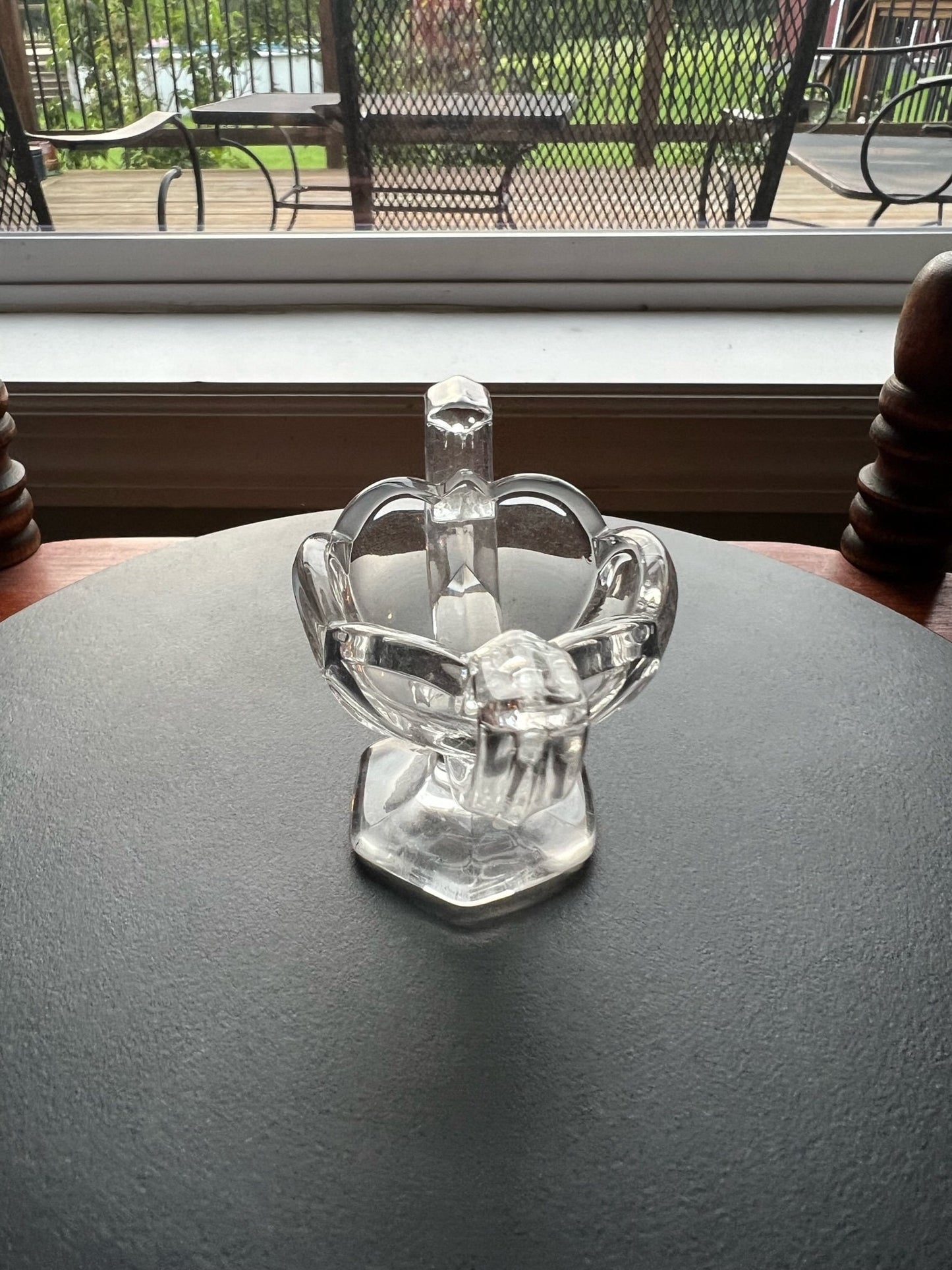 Vintage Cut Crystal Glass Trophy Salt Dish, Mini Cut Glass Figurine, Toothpick Holder, Salt Cellar, Small Container Lover Antiques Vintage