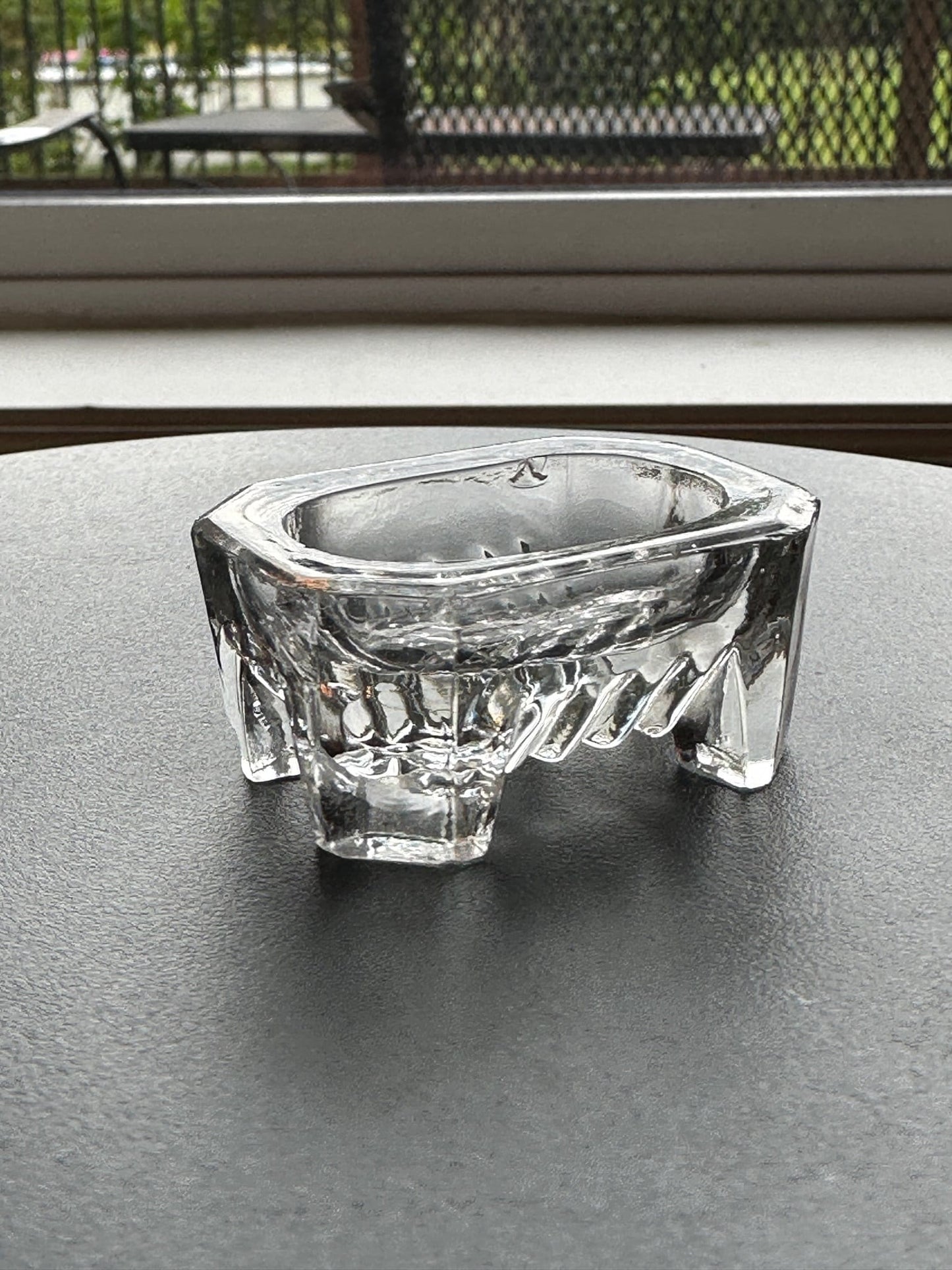 Vintage Clear Cut Glass Rectangular Footed Dish, Container, Figurine, Sugar Dish, Toothpick Holder, Glass Art Lover Antiques and Vintage