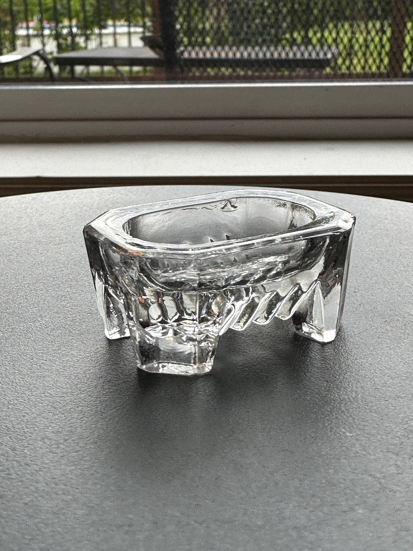 Vintage Clear Cut Glass Rectangular Footed Dish, Container, Figurine, Sugar Dish, Toothpick Holder, Glass Art Lover Antiques and Vintage