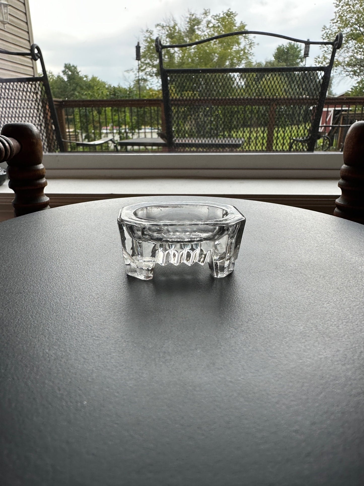 Vintage Clear Cut Glass Rectangular Footed Dish, Container, Figurine, Sugar Dish, Toothpick Holder, Glass Art Lover Antiques and Vintage