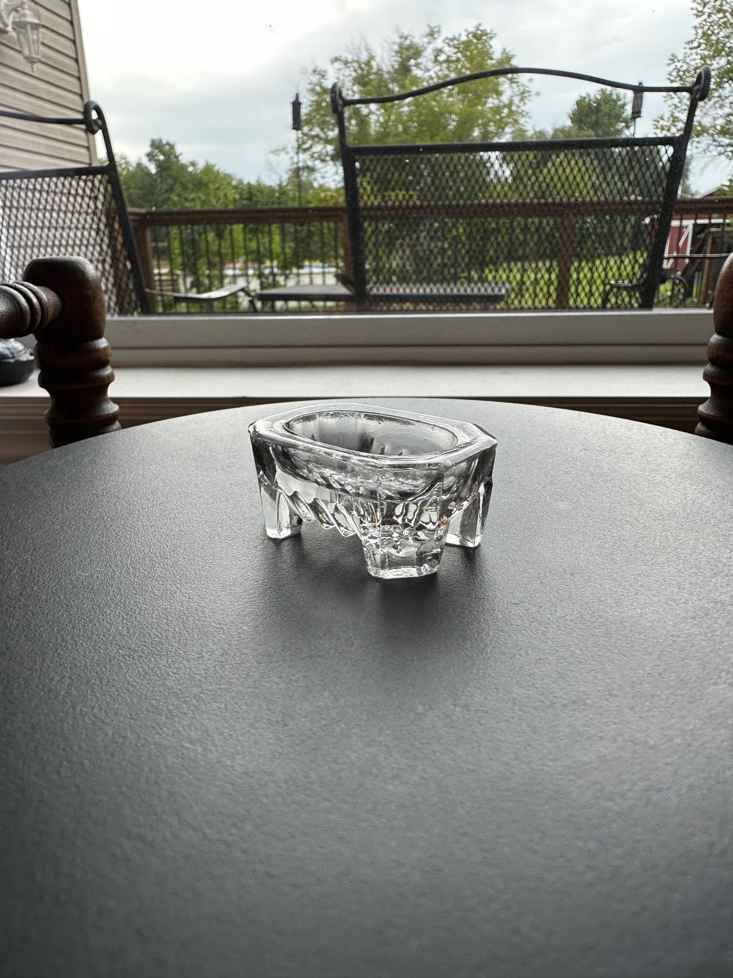 Vintage Clear Cut Glass Rectangular Footed Dish, Container, Figurine, Sugar Dish, Toothpick Holder, Glass Art Lover Antiques and Vintage