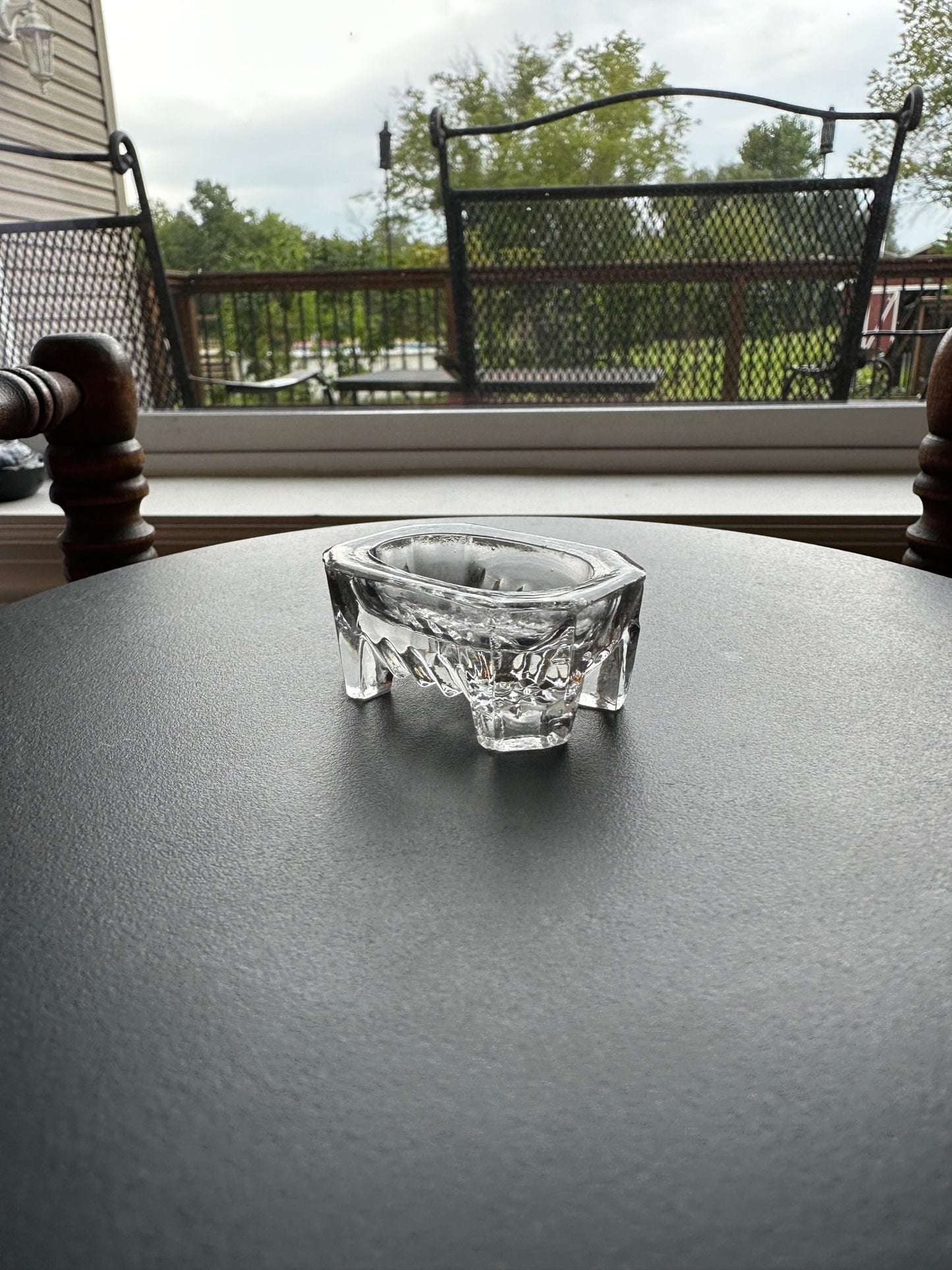 Vintage Clear Cut Glass Rectangular Footed Dish, Container, Figurine, Sugar Dish, Toothpick Holder, Glass Art Lover Antiques and Vintage
