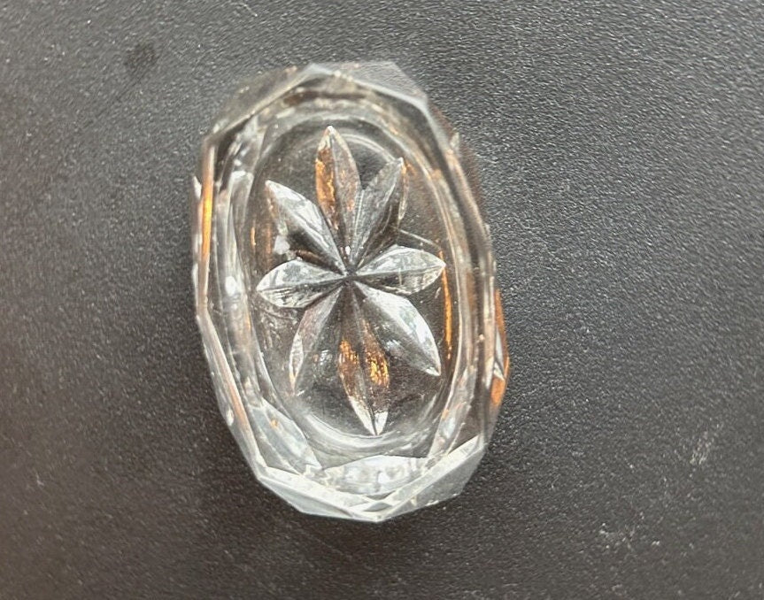 Vintage Clear Cut Glass Oval Crystal Dish, Container, Figurine, Sugar Dish, Toothpick Holder, Glass Art Lover Antiques and Vintage