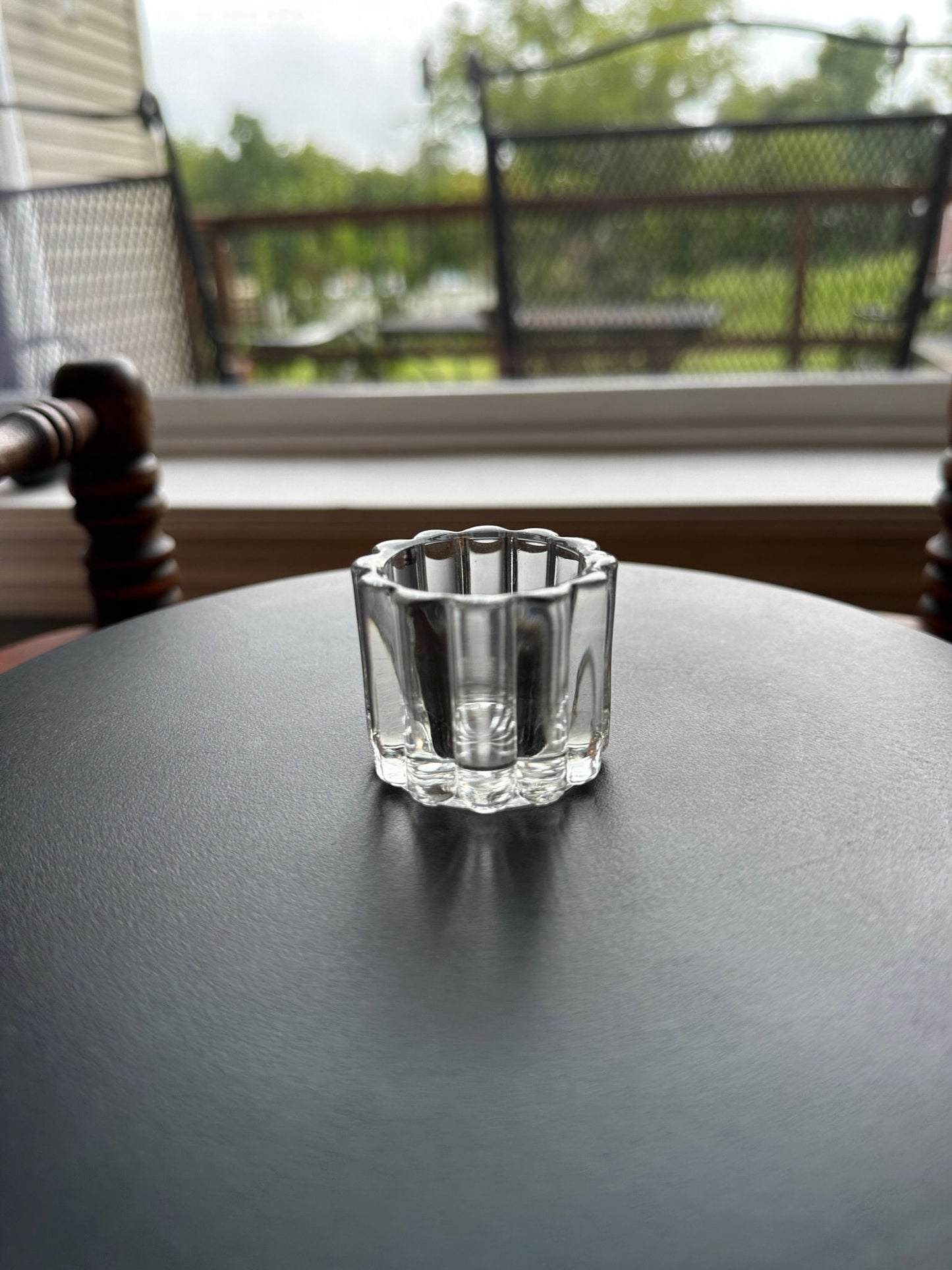 Vintage Clear Cut Glass Votive Candle Holder, Crystal Dish, Salt Dish, Container, Figurine, Sugar Dish, Toothpick Holder, Lover Antiques