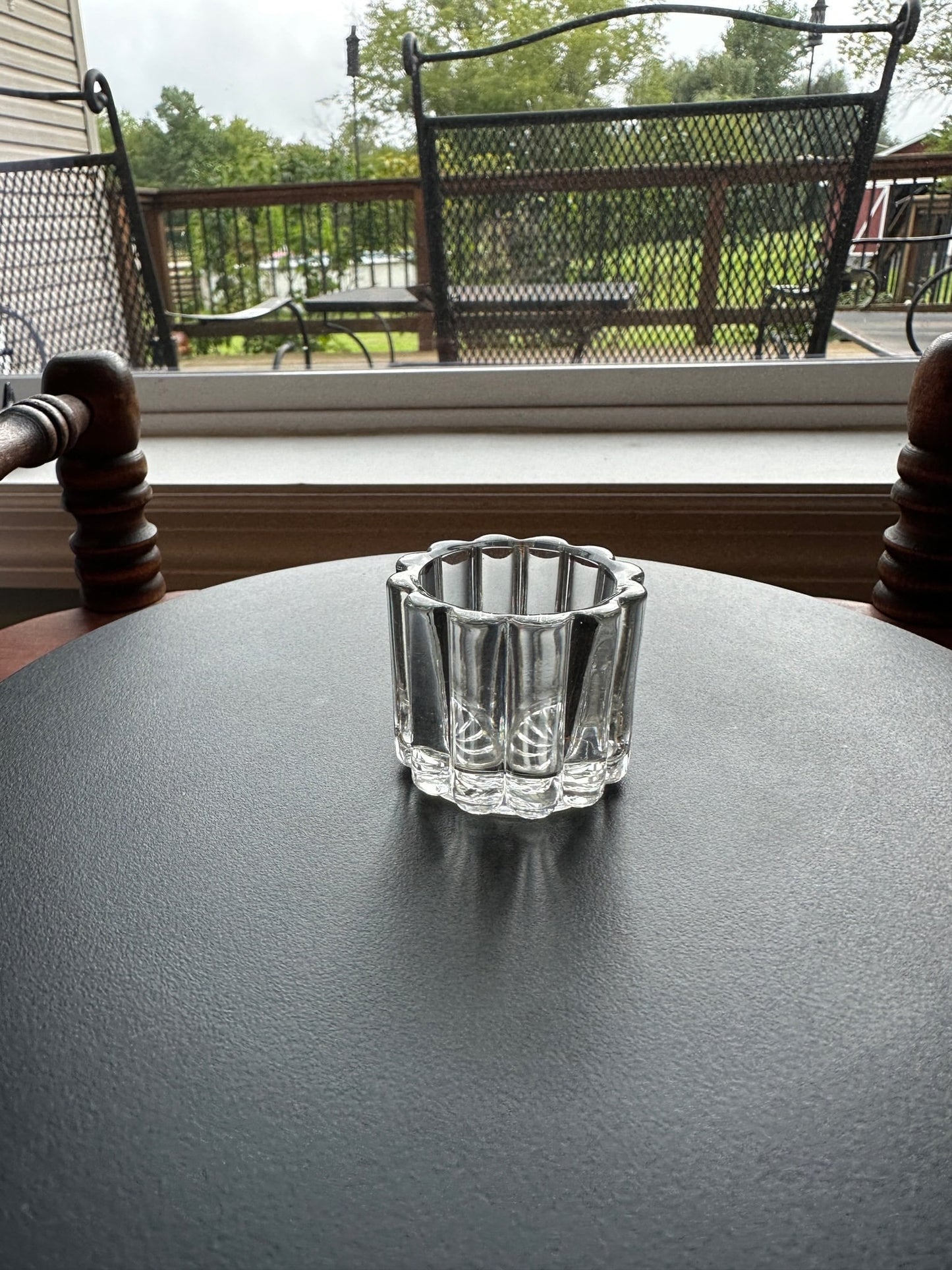 Vintage Clear Cut Glass Votive Candle Holder, Crystal Dish, Salt Dish, Container, Figurine, Sugar Dish, Toothpick Holder, Lover Antiques