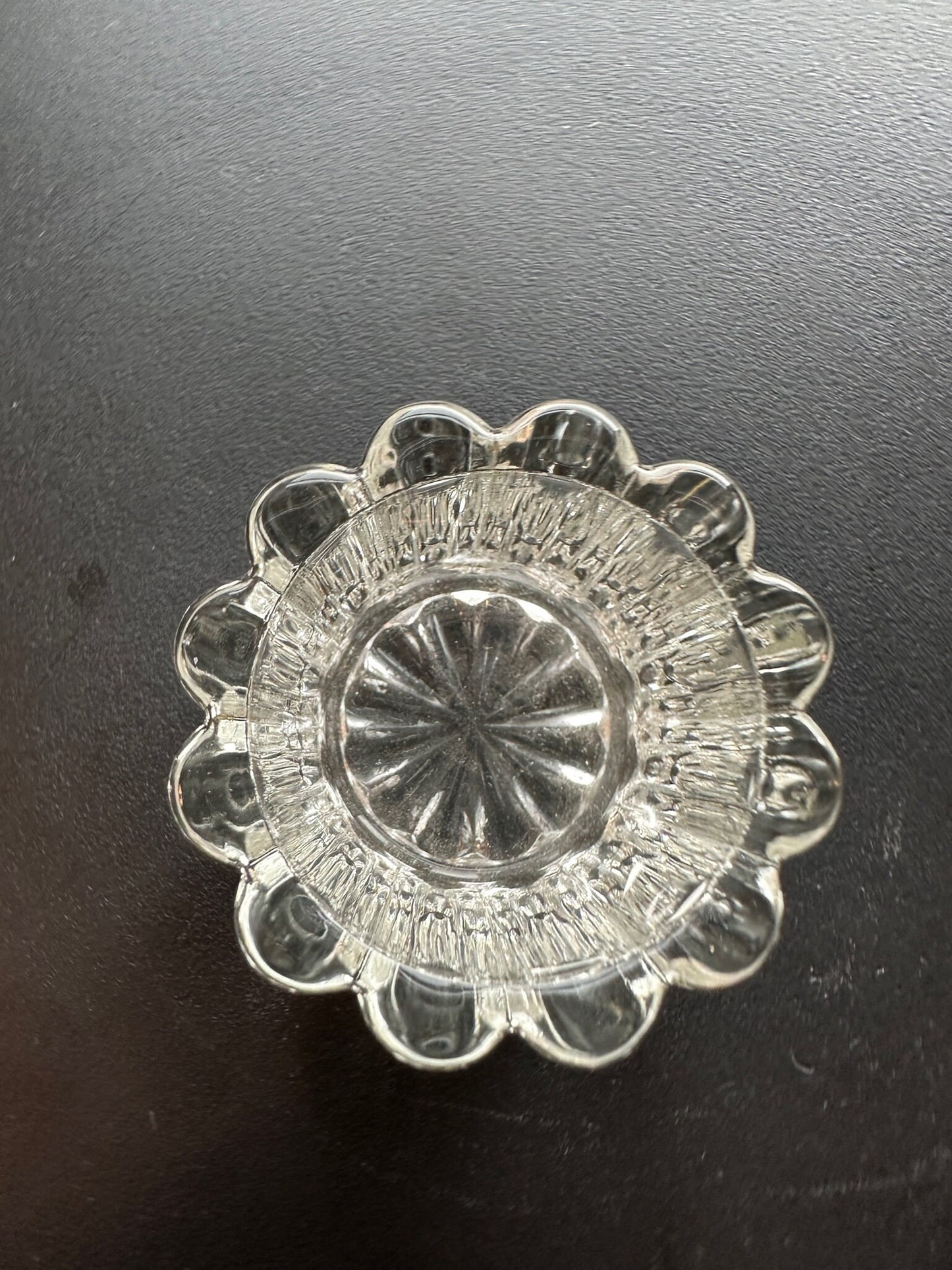 Vintage Clear Cut Glass Votive Candle Holder, Crystal Dish, Salt Dish, Container, Figurine, Sugar Dish, Toothpick Holder, Lover Antiques