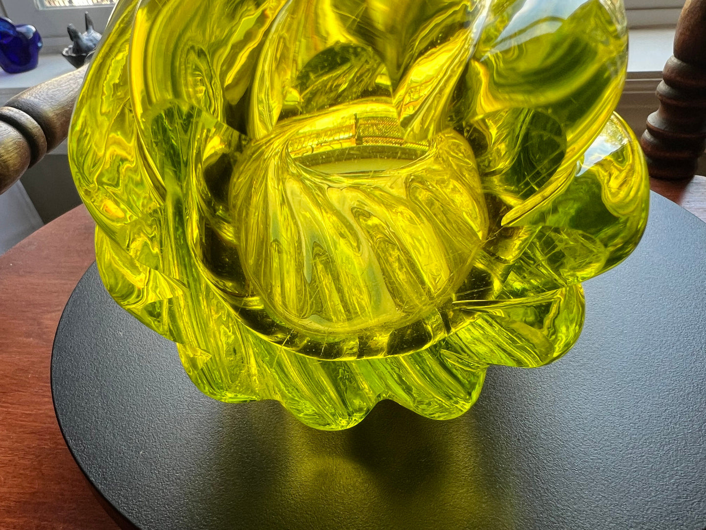 Vintage Uranium Glass Vase Abstract Art Vase, Glowing Glass Murano Style Sommerso Vaseline Art GLOWS! Lover Antiques and Vintage