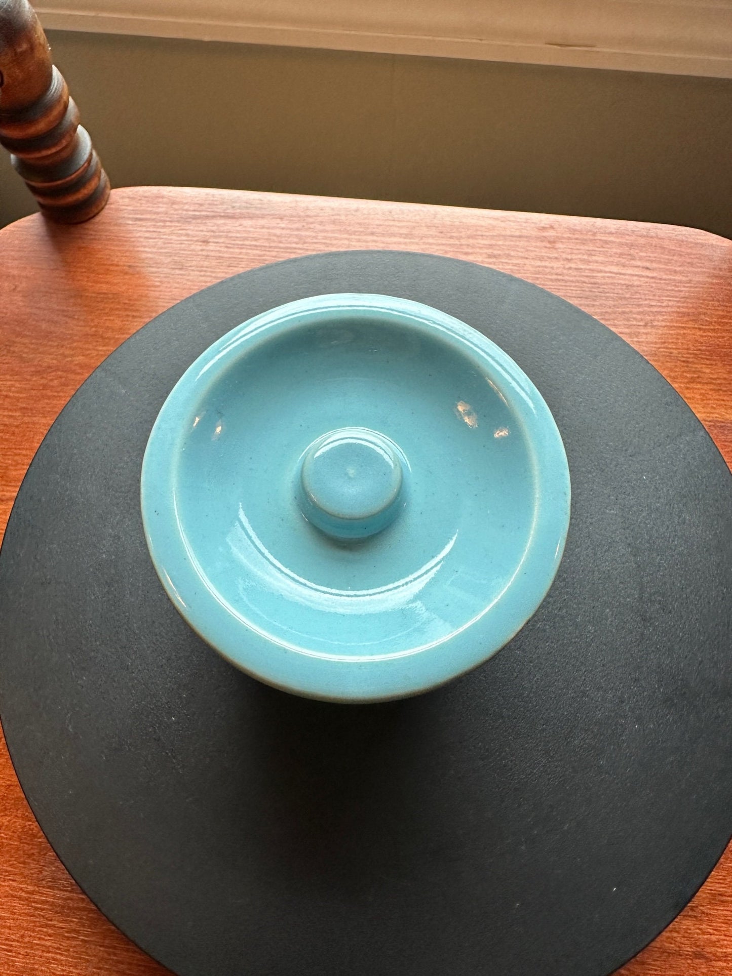 Vintage Blue Pottery Container with Lid Vase Folk Art Toothpick Holder, Key Holder, Small Container, Lover Antiques and Vintage