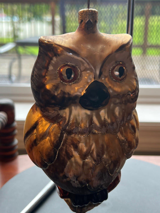Vintage Radko Owl Ornament from Poland Copper Color Glass Owl Christmas Holiday Retired Ornaments Lover Antiques and Vintage